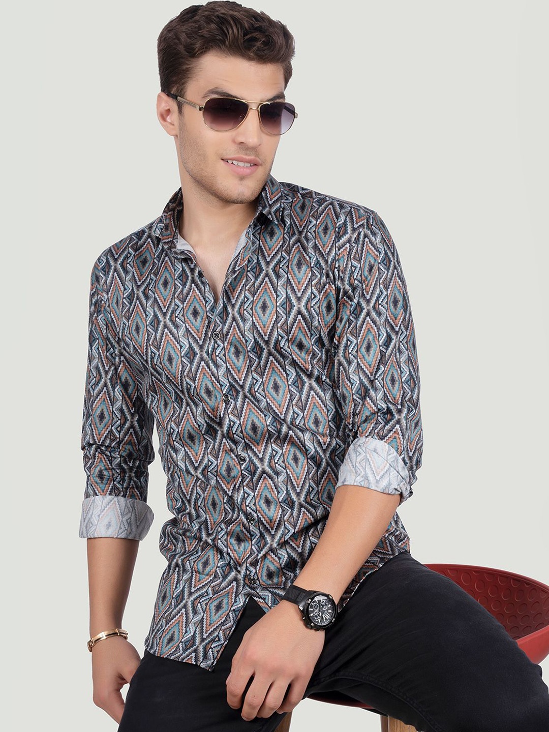 ALMATY Men Comfort Spread Collar Abstract Printed Cotton Slim Fit Party Shirt, Multi
ALMATY Men Comfort Spread Collar Abstract Printed Cotton Slim Fit Party Shirt, Multi