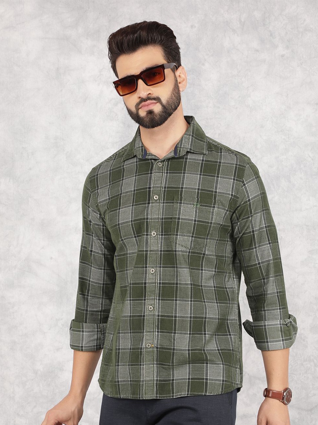 Crimsoune Club Men Smart Spread Collar Tartan Checked Cotton Slim Fit Casual Shirt, Green
Crimsoune Club Men Smart Spread Collar Tartan Checked Cotton Slim Fit Casual Shirt, Green