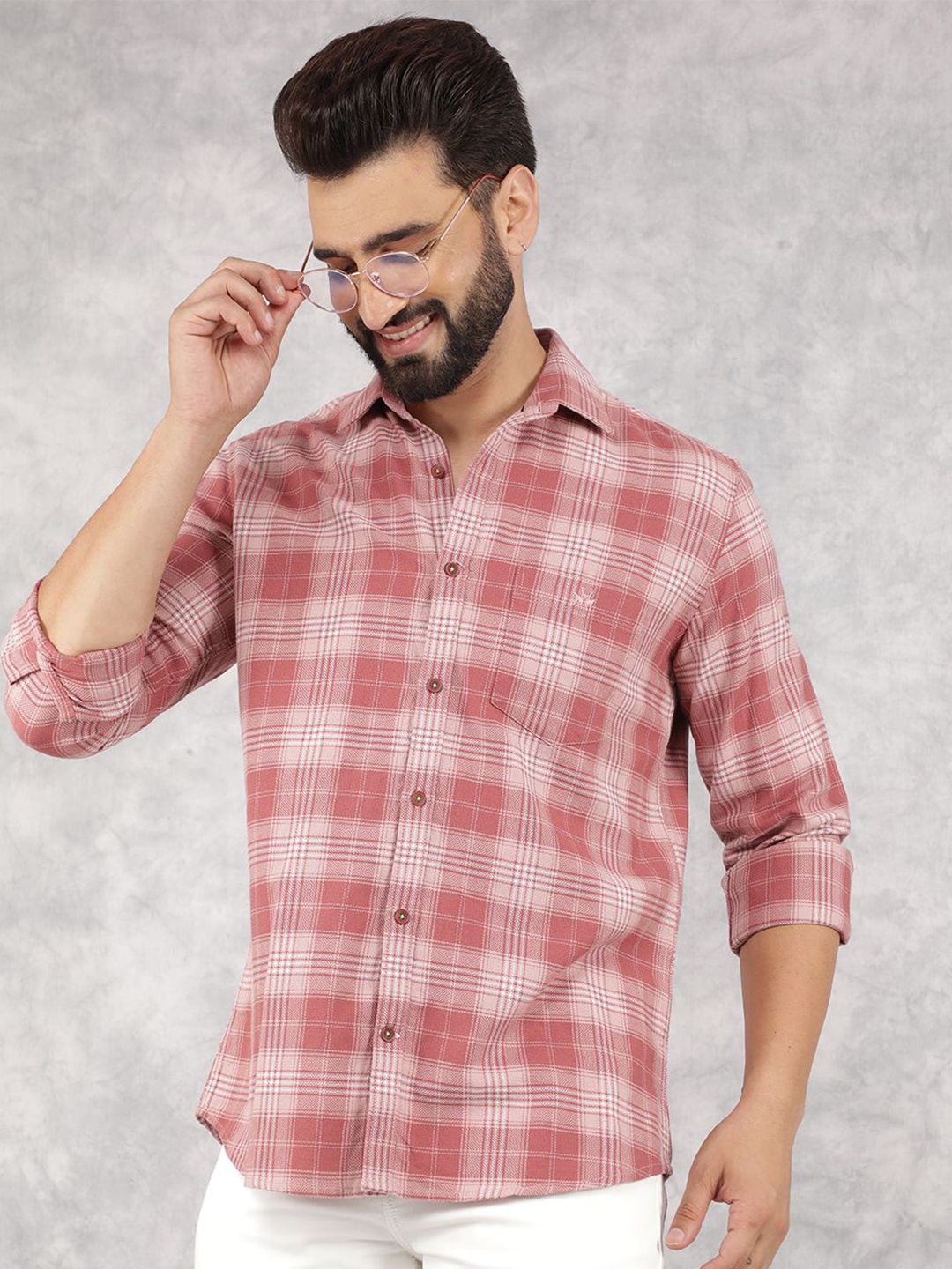 Crimsoune Club Men Smart Spread Collar Tartan Checked Cotton Slim Fit Casual Shirt, Pink
Crimsoune Club Men Smart Spread Collar Tartan Checked Cotton Slim Fit Casual Shirt, Pink