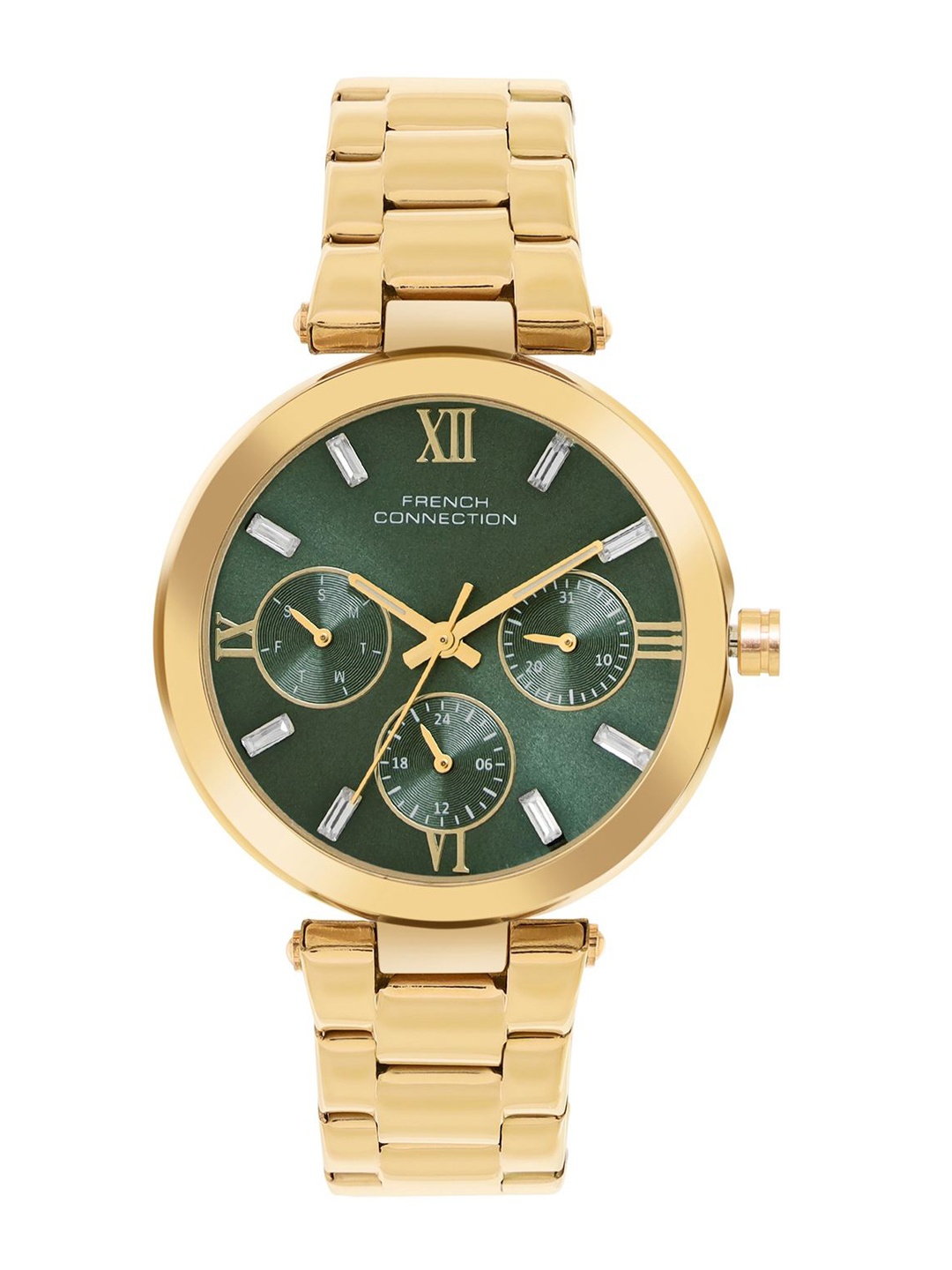 French Connection Women Dial & Stainless Steel Bracelet Style Straps Analogue Multi Function Watch, Green
French Connection Women Dial & Stainless Steel Bracelet Style Straps Analogue Multi Function Watch, Green