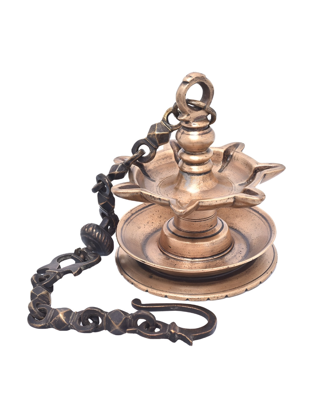 Indianshelf Bronze-Toned Textured Brass Hanging Diya Pooja Essentials 
Indianshelf Bronze-Toned Textured Brass Hanging Diya Pooja Essentials
