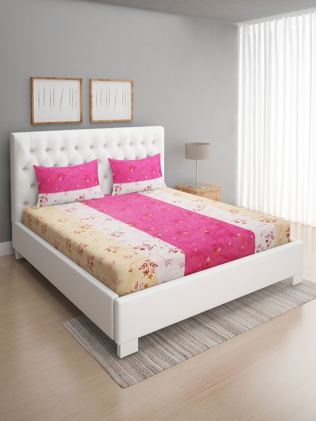 ROMEE Pink Floral Printed 144 TC Microfiber Double Queen Bedsheet & 2 Pillow Covers
ROMEE Pink Floral Printed 144 TC Microfiber Double Queen Bedsheet & 2 Pillow Covers