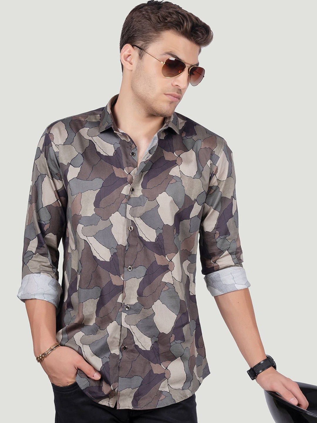 ALMATY Men Comfort Spread Collar Abstract Printed Cotton Slim Fit Party Shirt, Brown
ALMATY Men Comfort Spread Collar Abstract Printed Cotton Slim Fit Party Shirt, Brown