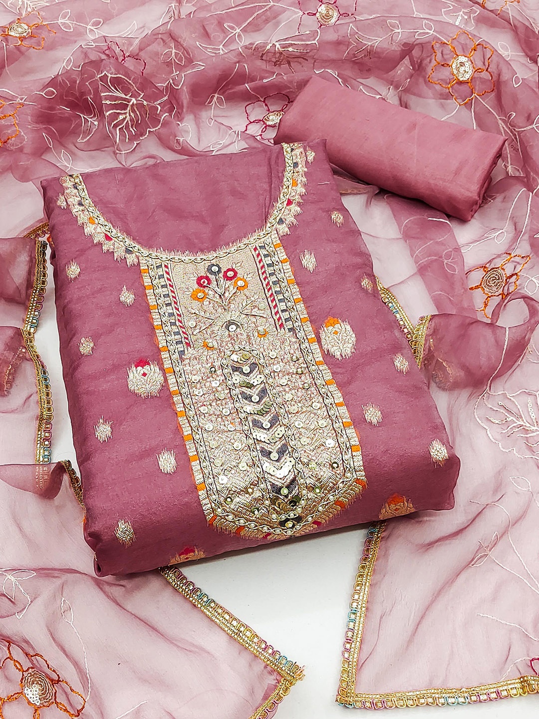 Ishin Ethnic Motifs Woven Design Beads and Stones Organza Unstitched Dress Material, Pink
Ishin Ethnic Motifs Woven Design Beads and Stones Organza Unstitched Dress Material, Pink