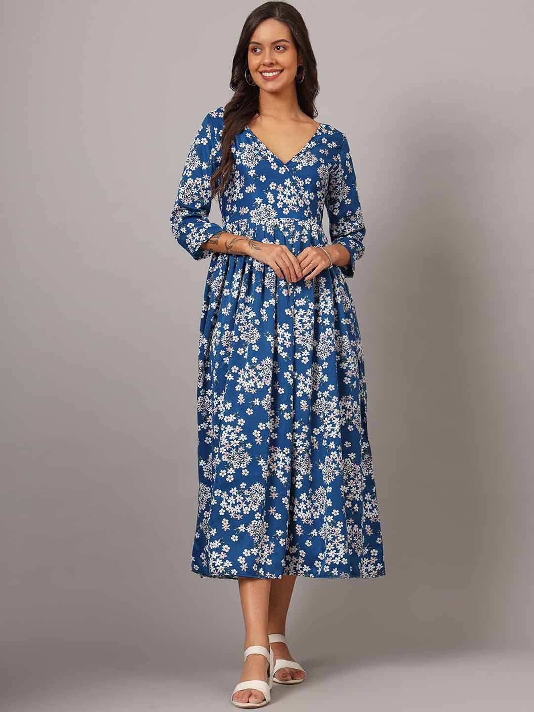 DHAKRE FASHION Floral Printed V-Neck Thread Work Silk A-line Ethnic Dresses, Blue
DHAKRE FASHION Floral Printed V-Neck Thread Work Silk A-line Ethnic Dresses, Blue