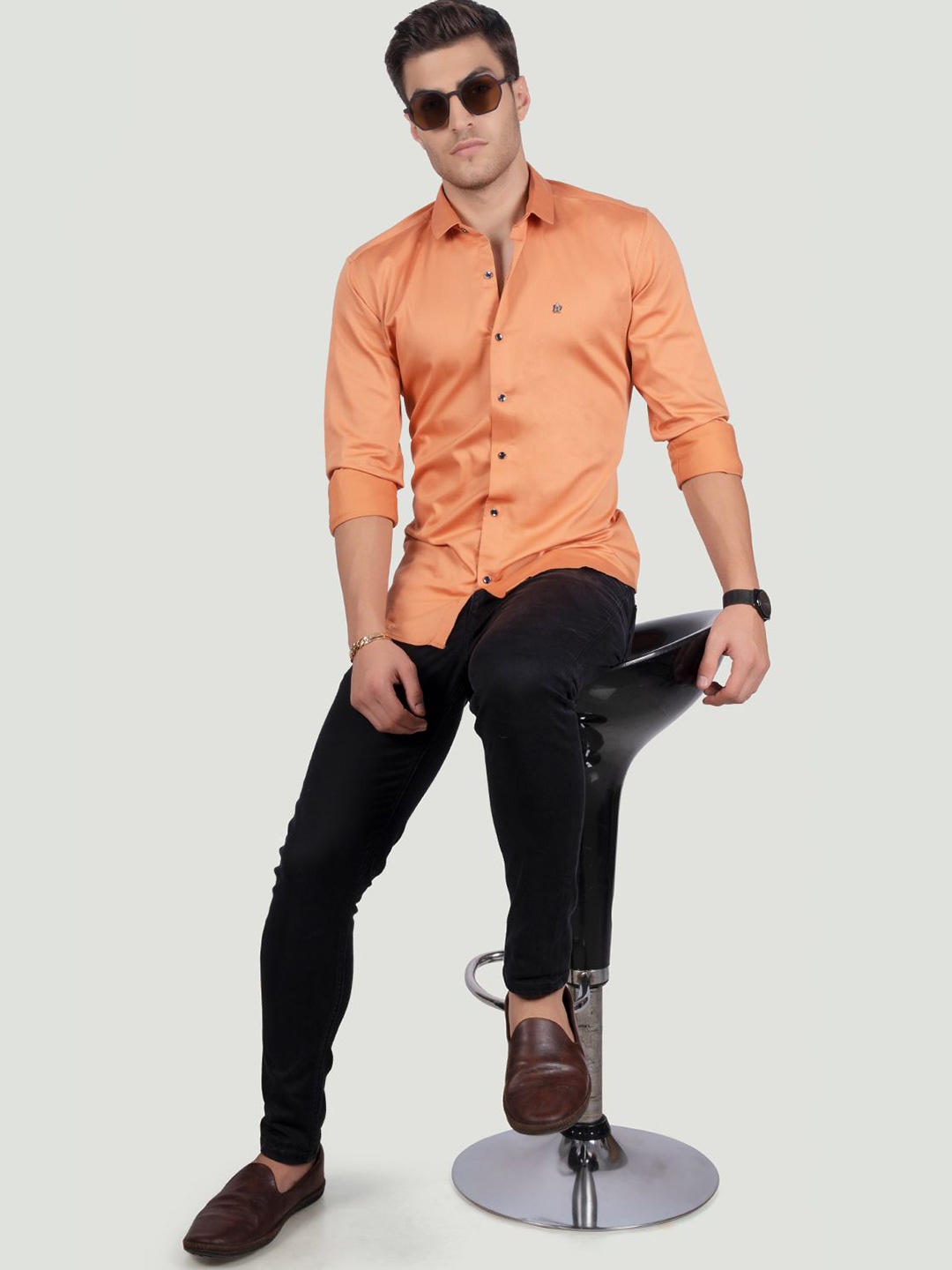 ALMATY Men Comfort Spread Collar Solid Cotton Slim Fit Party Shirt, Orange
ALMATY Men Comfort Spread Collar Solid Cotton Slim Fit Party Shirt, Orange
