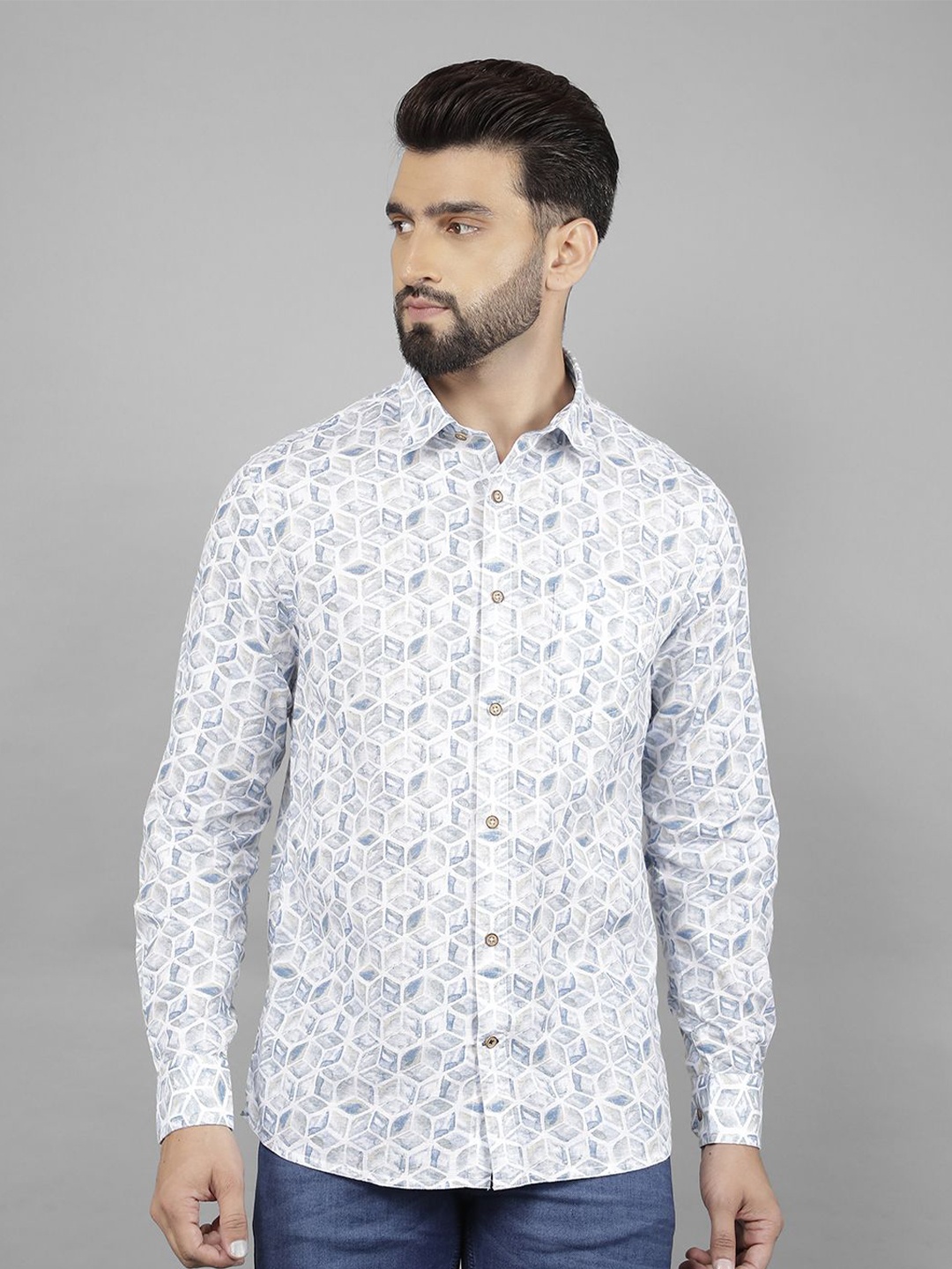 Canary London Men Smart Spread Collar Geometric Printed Cotton Slim Fit Casual Shirt, Blue
Canary London Men Smart Spread Collar Geometric Printed Cotton Slim Fit Casual Shirt, Blue