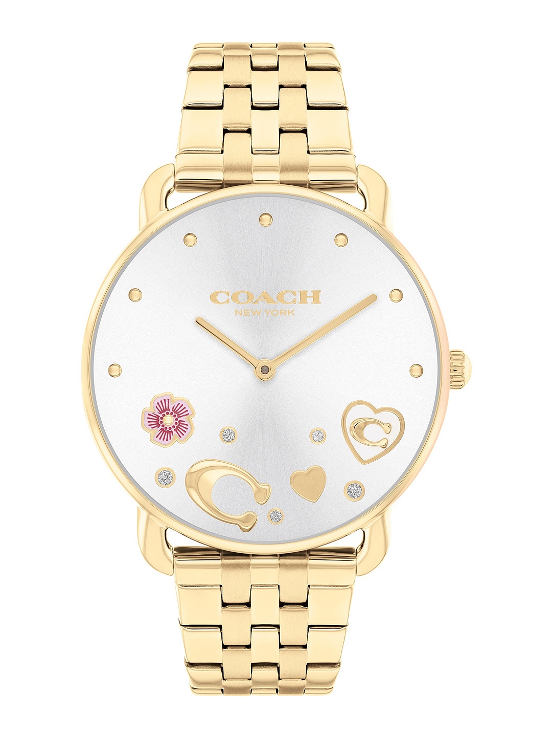 Coach Women Elliot Embellished Dial & Bracelet Style Straps Analogue Watch 14504349, Silver
Coach Women Elliot Embellished Dial & Bracelet Style Straps Analogue Watch 14504349, Silver