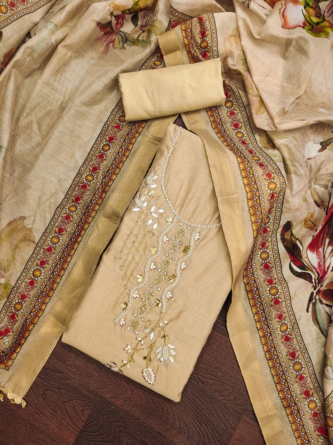 ASISA Ethnic Motifs Embroidered Beads and Stones Unstitched Dress Material, Beige
ASISA Ethnic Motifs Embroidered Beads and Stones Unstitched Dress Material, Beige