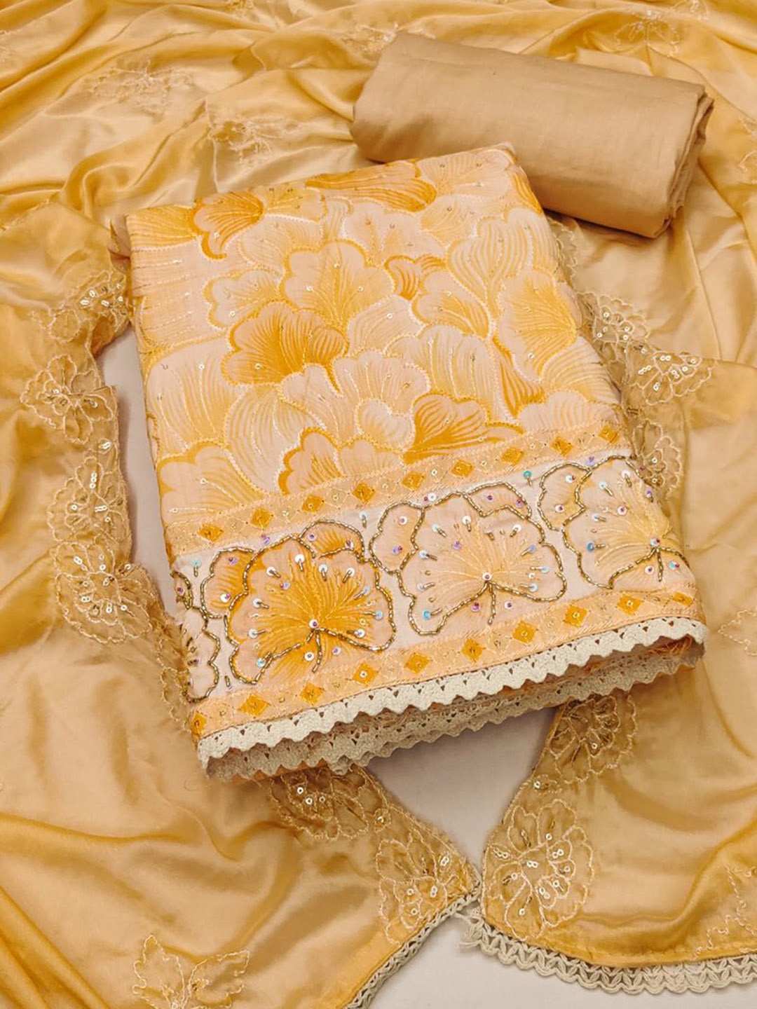 ASISA Floral Embroidered Beads and Stones Pure Cotton Unstitched Dress Material, Mustard
ASISA Floral Embroidered Beads and Stones Pure Cotton Unstitched Dress Material, Mustard