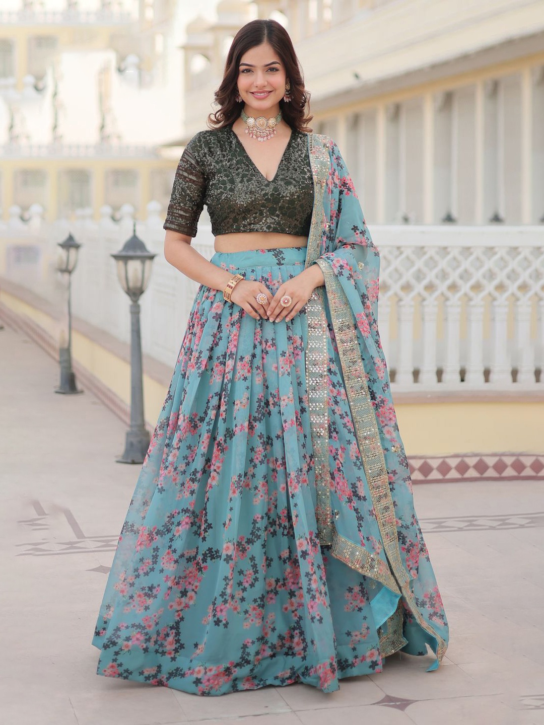 Anara Embellished Sequinned Semi-Stitched Lehenga & Unstitched Blouse With Dupatta, Blue
Anara Embellished Sequinned Semi-Stitched Lehenga & Unstitched Blouse With Dupatta, Blue