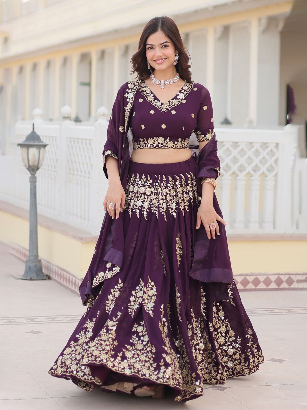 Anara Embroidered Beads and Stones Semi-Stitched Lehenga & Unstitched Blouse With Dupatta, Purple
Anara Embroidered Beads and Stones Semi-Stitched Lehenga & Unstitched Blouse With Dupatta, Purple
