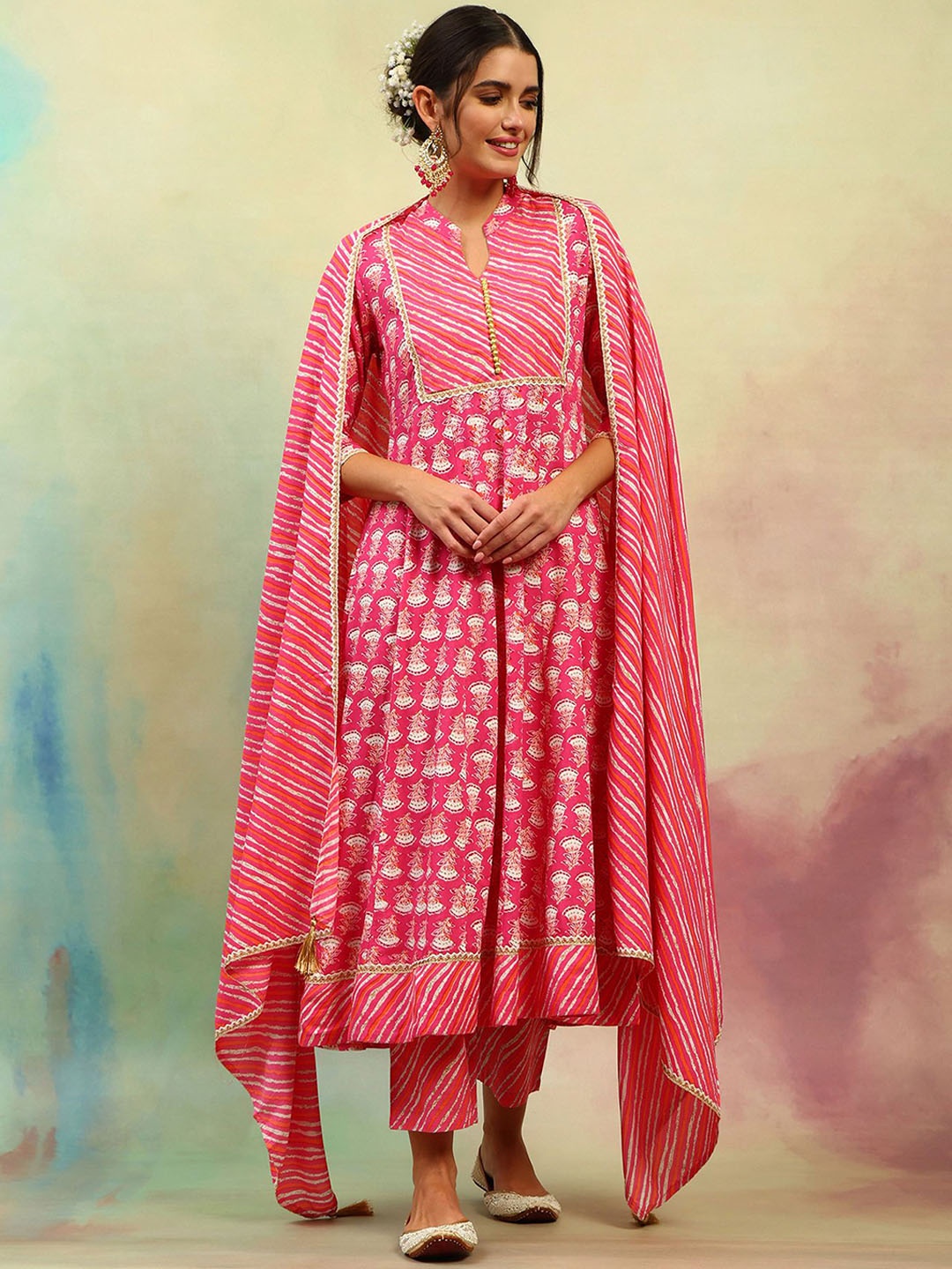 Khushal K Ethnic Motifs Printed Regular Anarkali Kurta with Palazzos & Dupatta, Pink
Khushal K Ethnic Motifs Printed Regular Anarkali Kurta with Palazzos & Dupatta, Pink