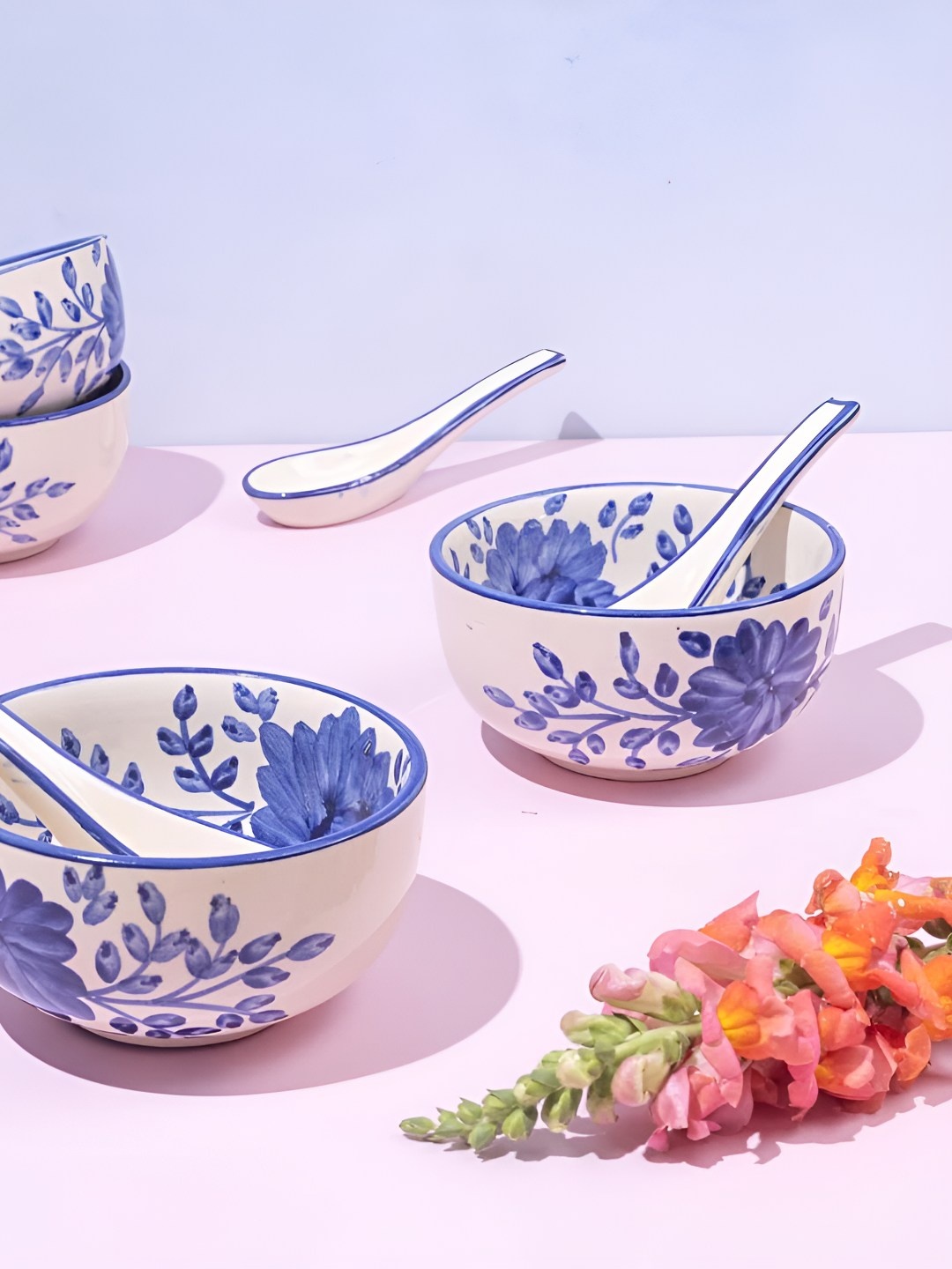 AMALAFIEE CERAMICS Blue & White 4 Pieces Printed Ceramic Microwave Safe Serving Bowls
AMALAFIEE CERAMICS Blue & White 4 Pieces Printed Ceramic Microwave Safe Serving Bowls