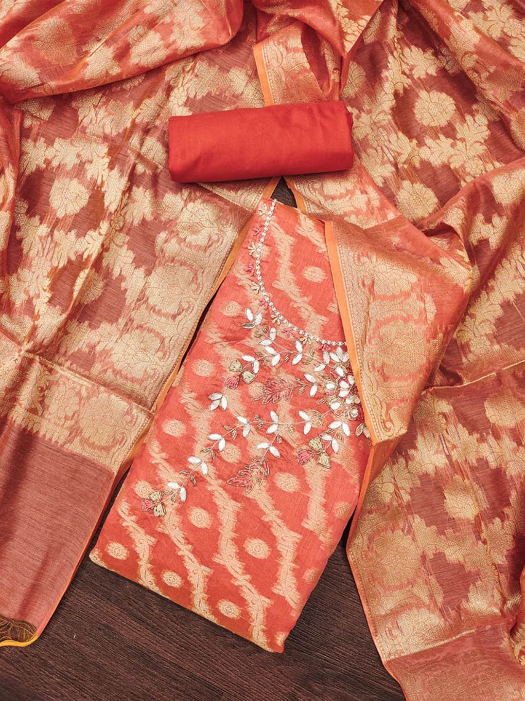 ASISA Ethnic Motifs Embroidered Beads and Stones Art Silk Unstitched Dress Material, Orange
ASISA Ethnic Motifs Embroidered Beads and Stones Art Silk Unstitched Dress Material, Orange