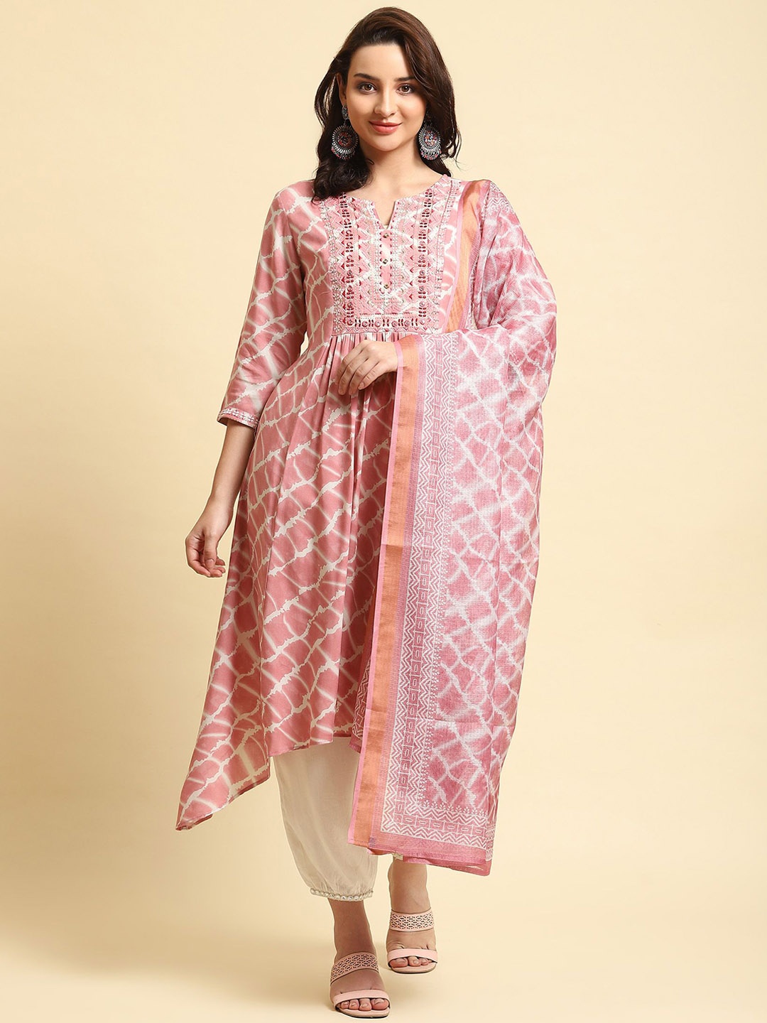 Shree Abstract Embroidered Work Mirror Work Asymmetric A-Line Kurta With Salwar & Dupatta, Pink
Shree Abstract Embroidered Work Mirror Work Asymmetric A-Line Kurta With Salwar & Dupatta, Pink