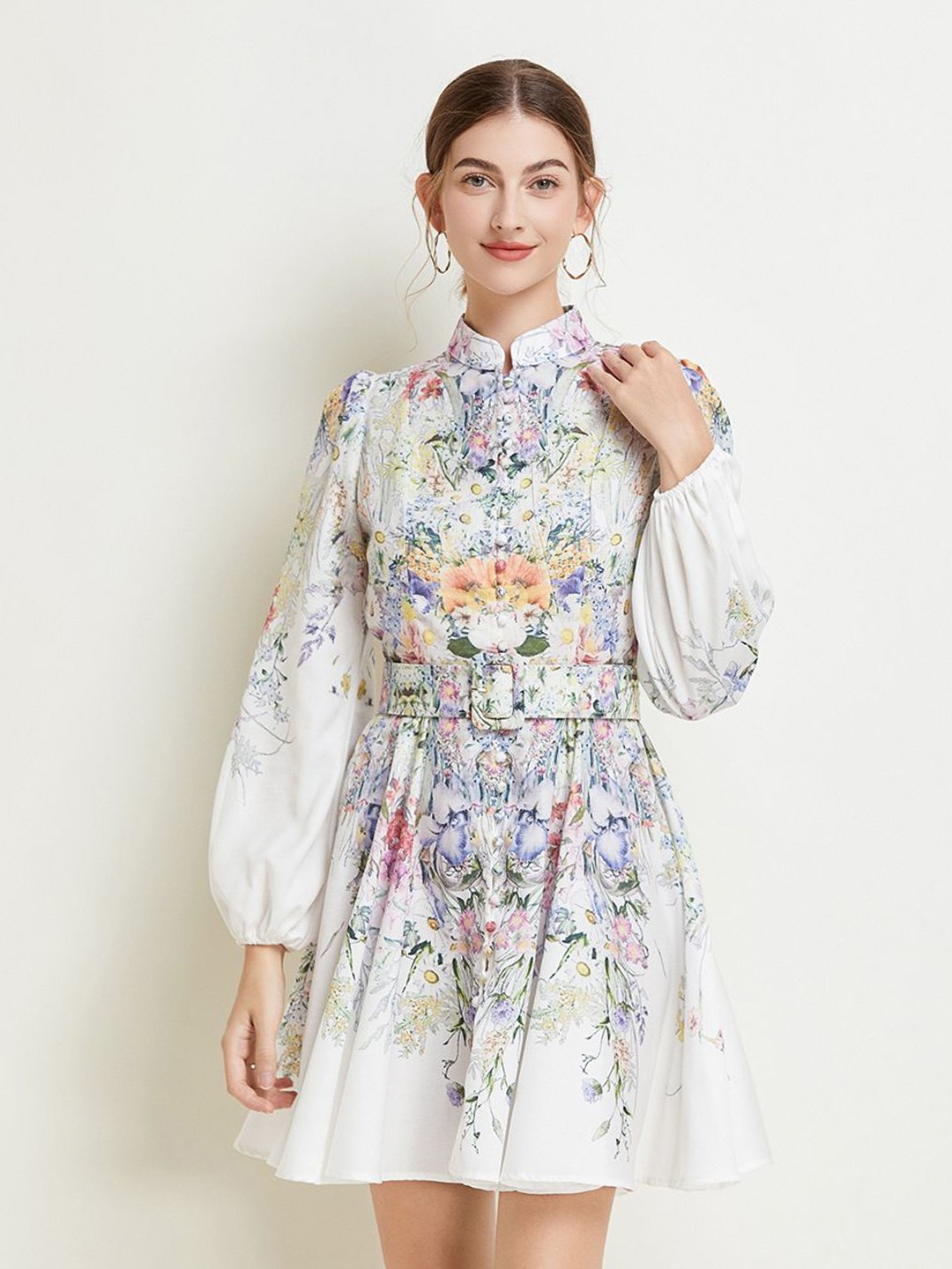 JC Collection Women Floral Printed Mandarin Collar Fit & Flare Mini Dress, White
JC Collection Women Floral Printed Mandarin Collar Fit & Flare Mini Dress, White