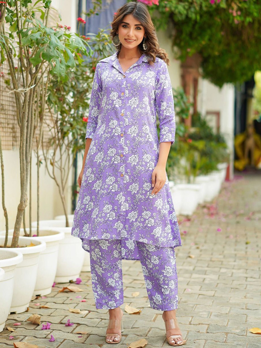 NIJANAND TEXTILE Printed Pure Cotton Three Quarter Sleeve Tunic & Trouser Co-Ords, Purple
NIJANAND TEXTILE Printed Pure Cotton Three Quarter Sleeve Tunic & Trouser Co-Ords, Purple