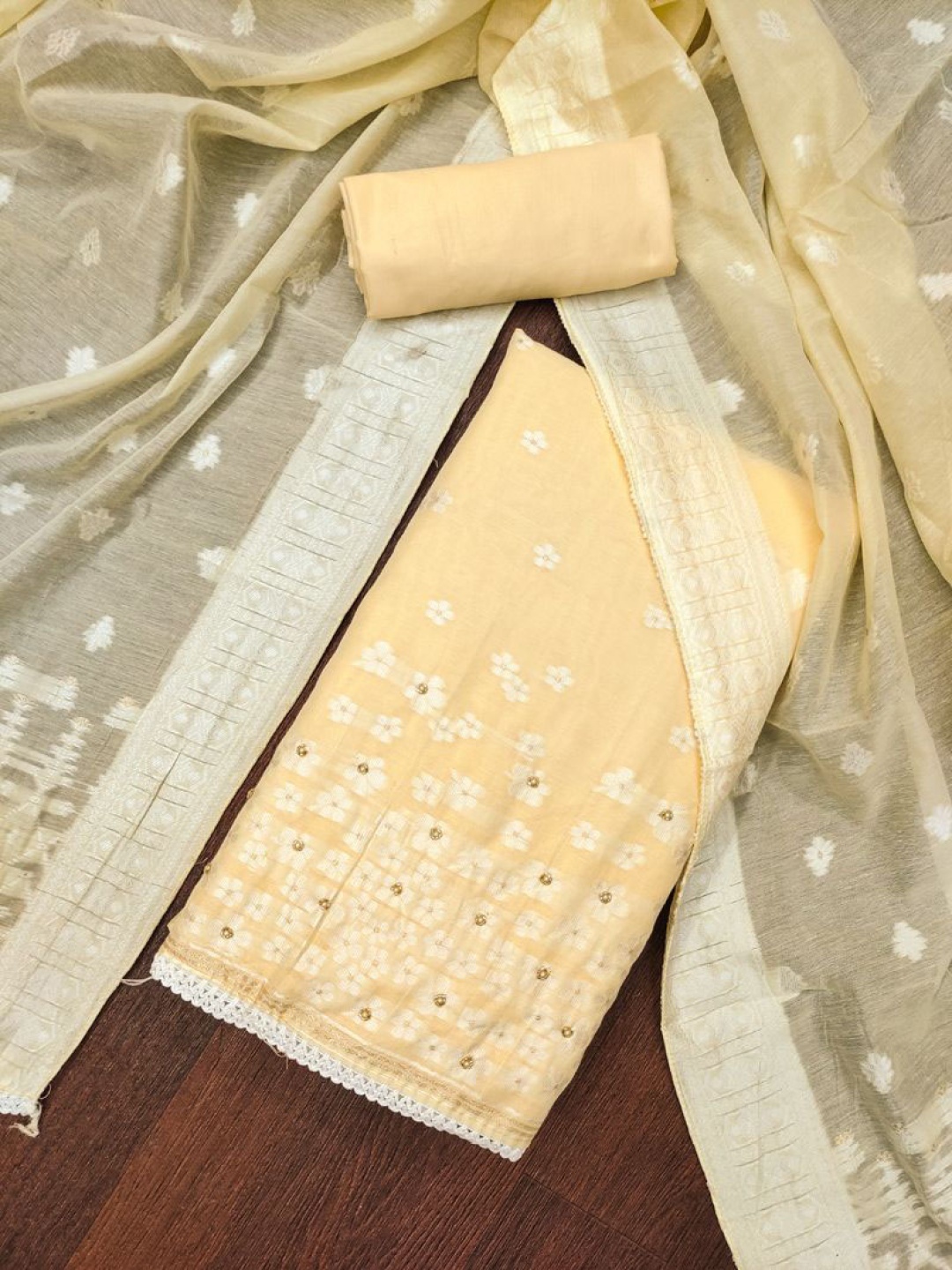 ASISA Floral Embroidered Beads and Stones Pure Cotton Unstitched Dress Material, Cream
ASISA Floral Embroidered Beads and Stones Pure Cotton Unstitched Dress Material, Cream