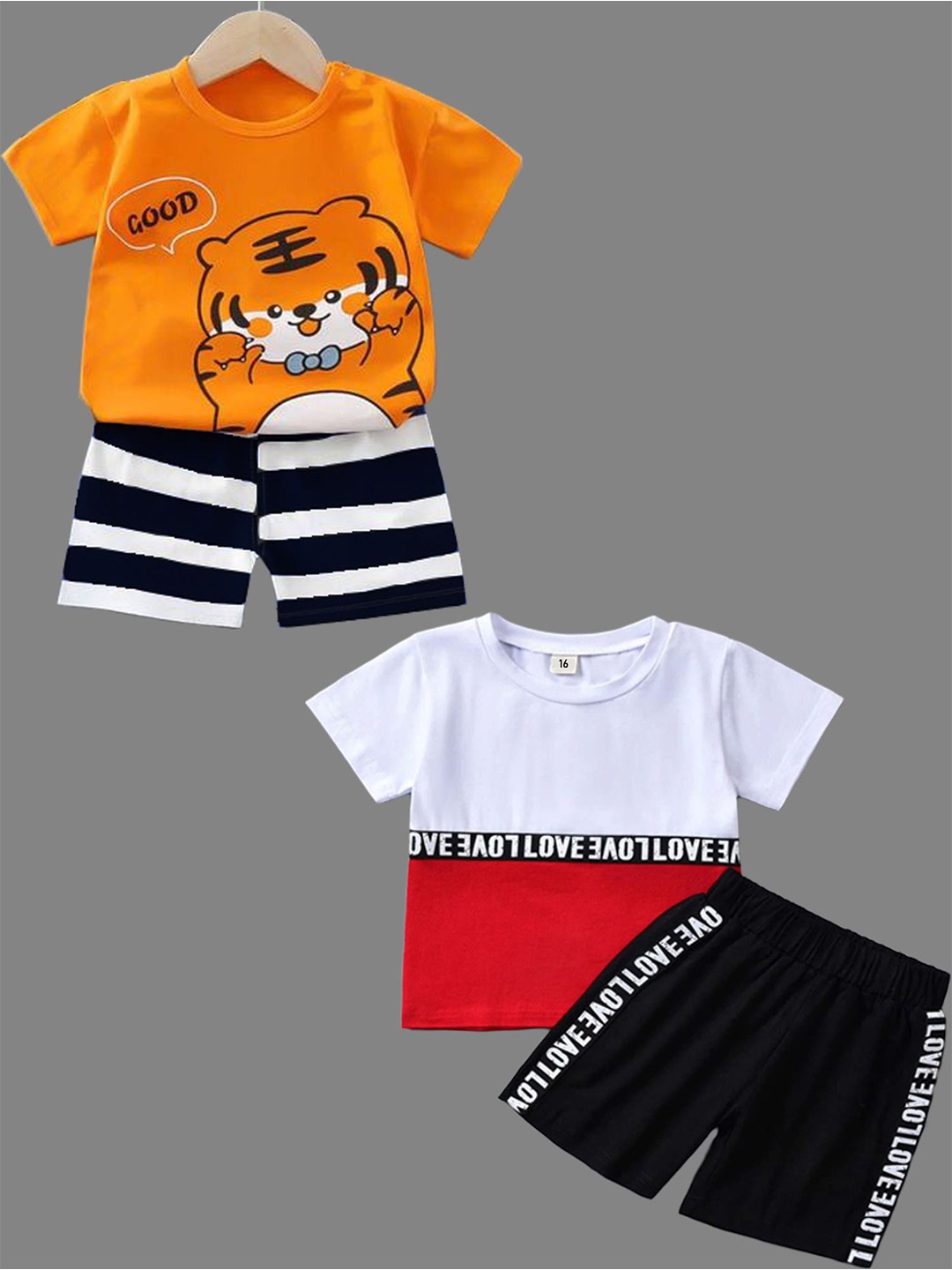 BAESD Kids Pack Of 2 Printed Round Neck Striped Pure Cotton T-shirt with Shorts, White
BAESD Kids Pack Of 2 Printed Round Neck Striped Pure Cotton T-shirt with Shorts, White