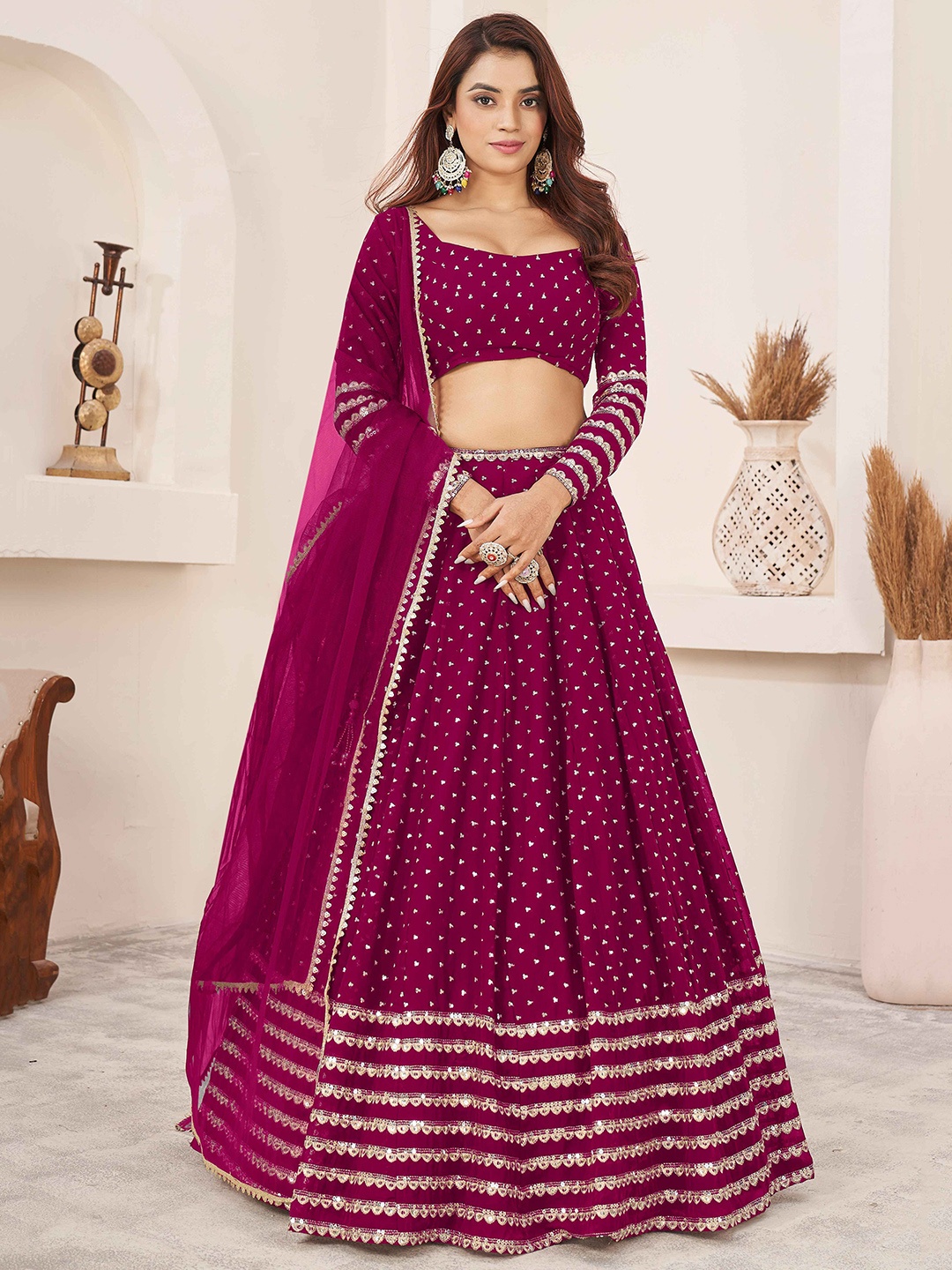 FABPIXEL Embroidered Sequinned Semi-Stitched Lehenga & Unstitched Blouse With Dupatta, Pink
FABPIXEL Embroidered Sequinned Semi-Stitched Lehenga & Unstitched Blouse With Dupatta, Pink