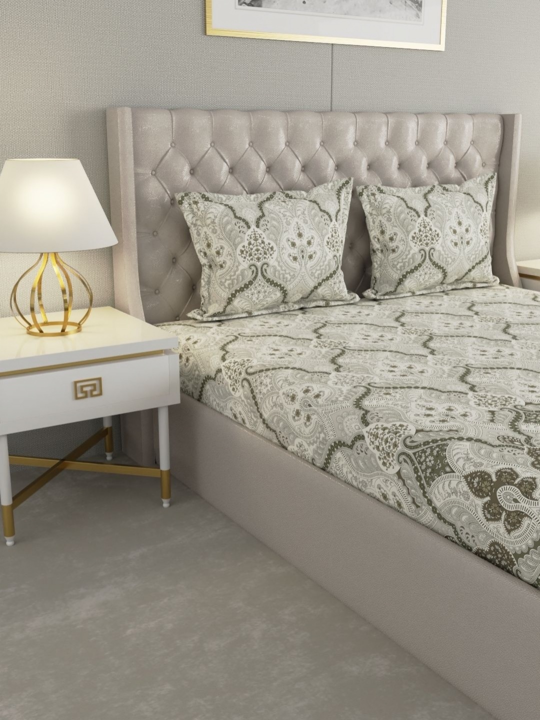Raymond Home Shubham Grey Floral Printed 120 TC Cotton King Bedsheet With 2 Pillow Covers
Raymond Home Shubham Grey Floral Printed 120 TC Cotton King Bedsheet With 2 Pillow Covers