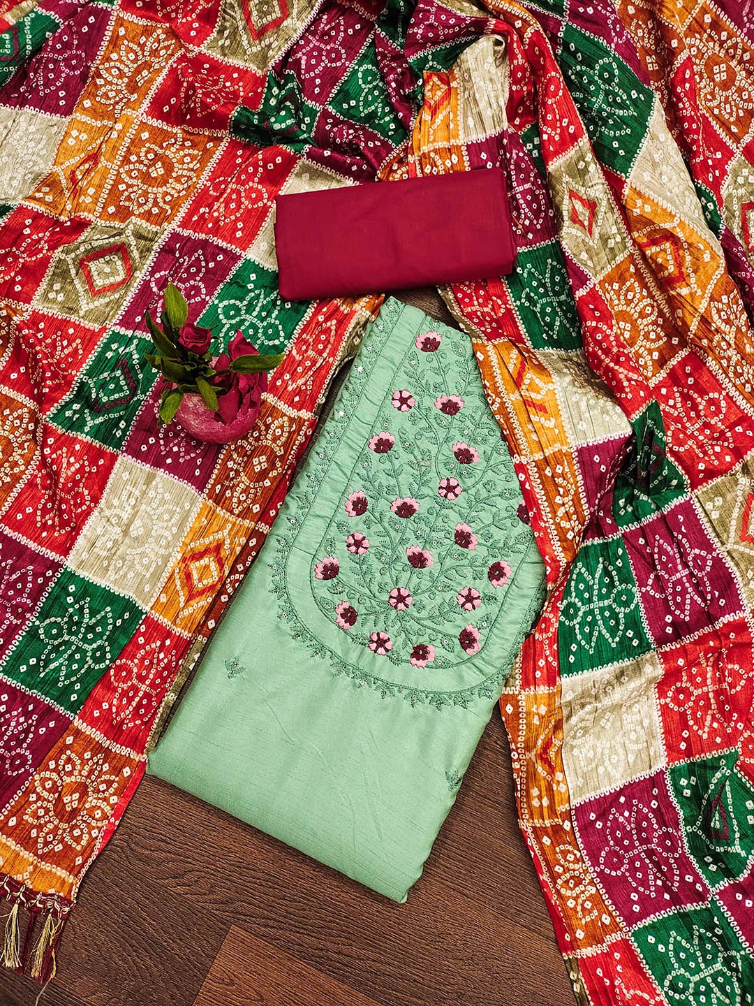 Ishin Ethnic Motifs Embroidered Sequinned Pure Cotton Unstitched Dress Material, Green
Ishin Ethnic Motifs Embroidered Sequinned Pure Cotton Unstitched Dress Material, Green