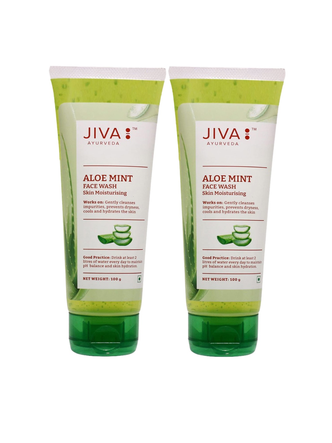 Jiva Set of 2 Skin Moisturizing Aloe Mint Face Wash for Acne & Breakouts - 100 g each, Green
Jiva Set of 2 Skin Moisturizing Aloe Mint Face Wash for Acne & Breakouts - 100 g each, Green