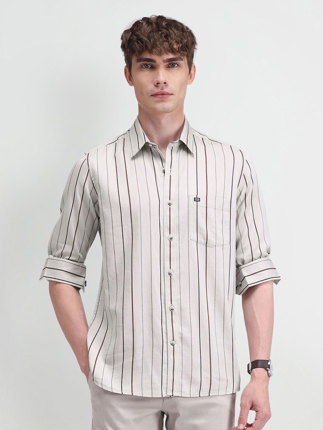 Arrow Sport Men Comfort Spread Collar Vertical Striped Cotton Slim Fit Casual Shirt, Beige
Arrow Sport Men Comfort Spread Collar Vertical Striped Cotton Slim Fit Casual Shirt, Beige