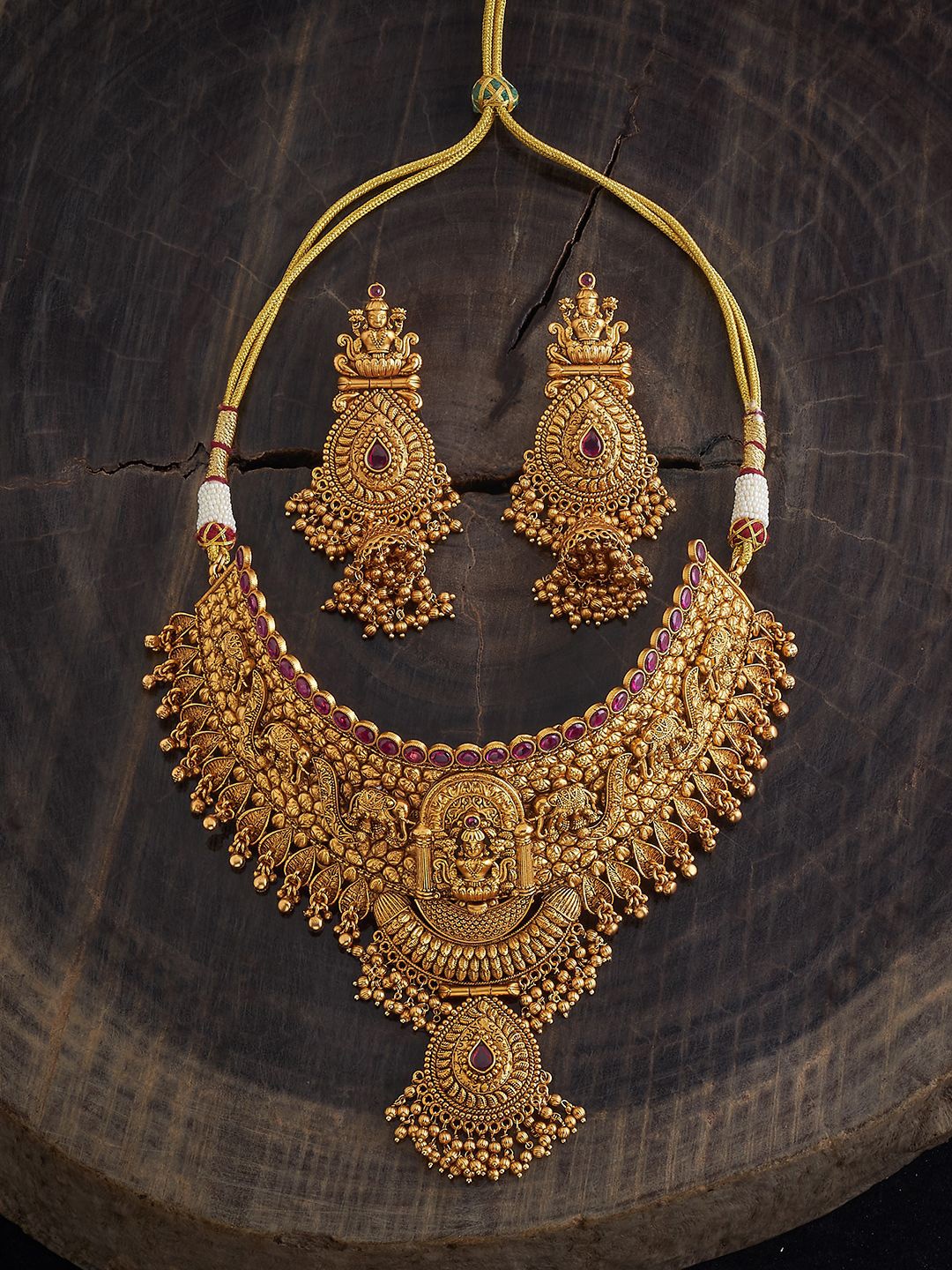 Kushal's Fashion Jewellery Gold-Plated Stones-Studded & Beaded Necklace and Earrings
Kushal's Fashion Jewellery Gold-Plated Stones-Studded & Beaded Necklace and Earrings