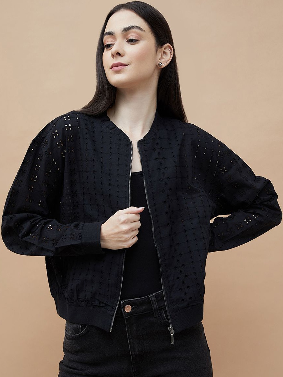 Fame Forever by Lifestyle Women Embroidered Collarless Long Sleeves Open Front Jacket, Black
Fame Forever by Lifestyle Women Embroidered Collarless Long Sleeves Open Front Jacket, Black