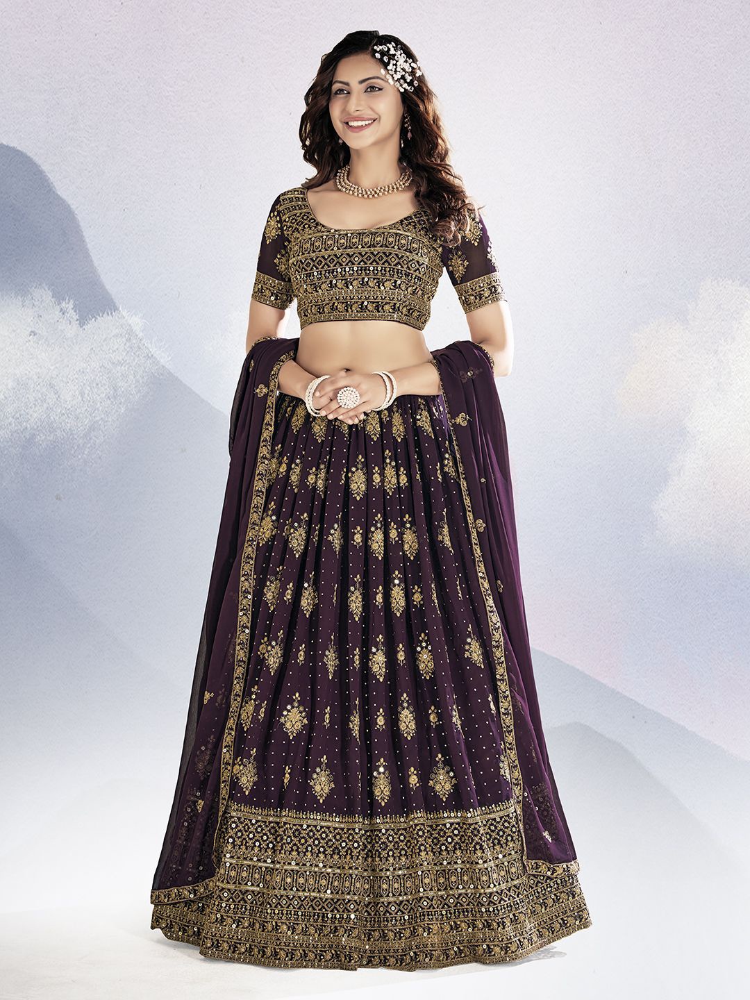 Shee Star Embroidered Sequinned Semi-Stitched Lehenga & Unstitched Blouse With Dupatta, Purple
Shee Star Embroidered Sequinned Semi-Stitched Lehenga & Unstitched Blouse With Dupatta, Purple