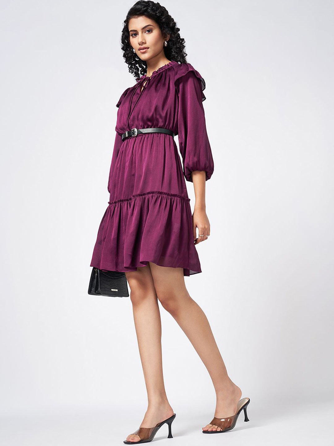Honey by Pantaloons Tie-Up Neck Puff Sleeve Fit & Flare Dress Come with Belt, Purple
Honey by Pantaloons Tie-Up Neck Puff Sleeve Fit & Flare Dress Come with Belt, Purple