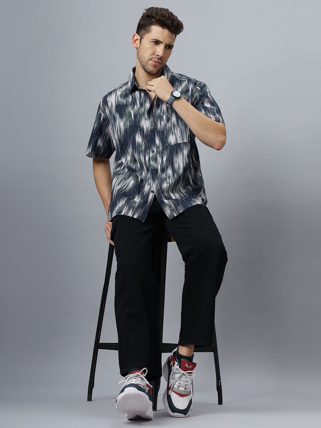 The Roadster Lifestyle Co. Men Abstract Printed Cotton Relaxed Fit Casual Shirt, Navy blue
The Roadster Lifestyle Co. Men Abstract Printed Cotton Relaxed Fit Casual Shirt, Navy blue