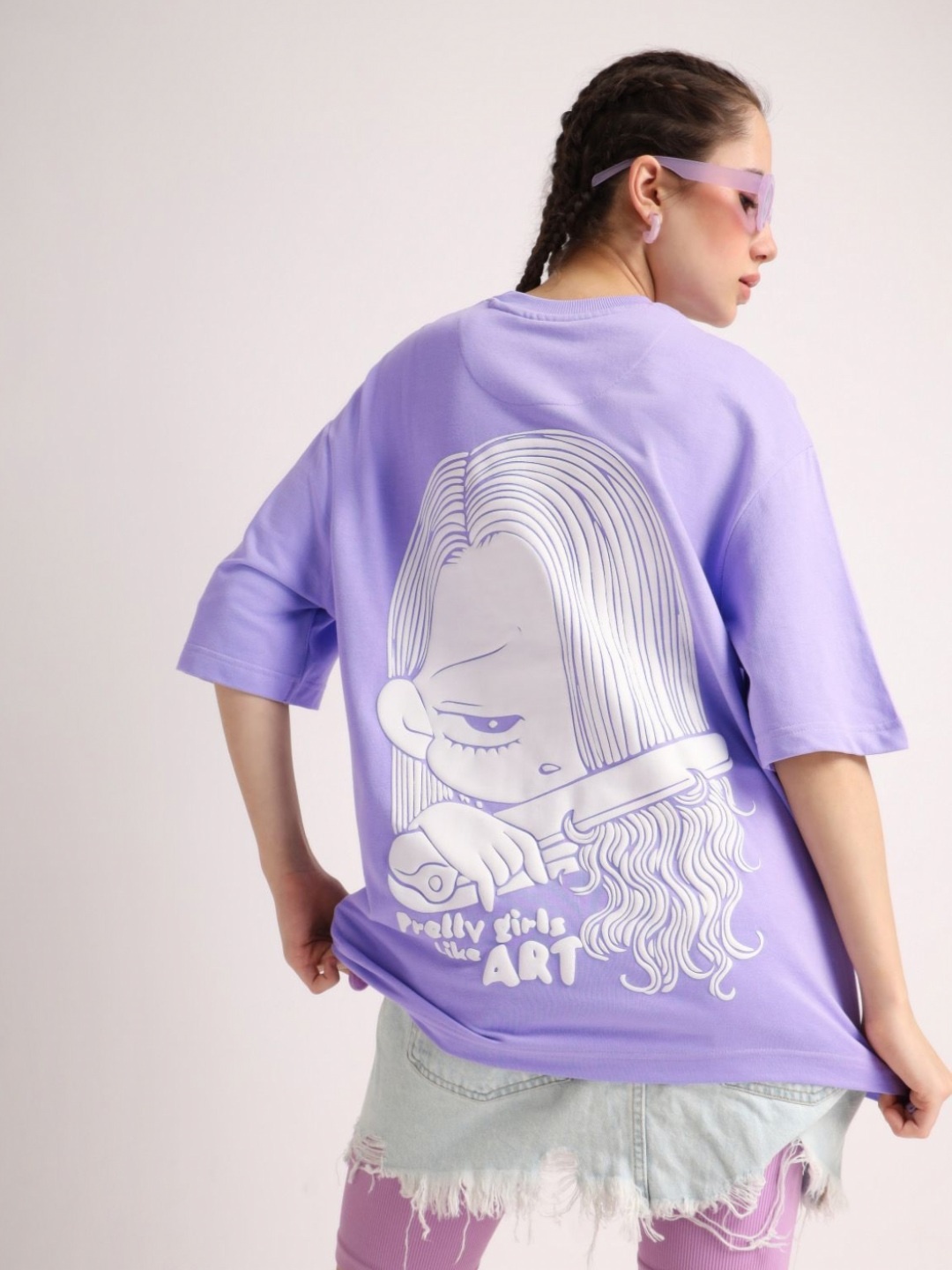 Weezy Women Cotton Round Neck Half Sleeve Graphic Puff Printed Oversized T-shirt, Lavender
Weezy Women Cotton Round Neck Half Sleeve Graphic Puff Printed Oversized T-shirt, Lavender