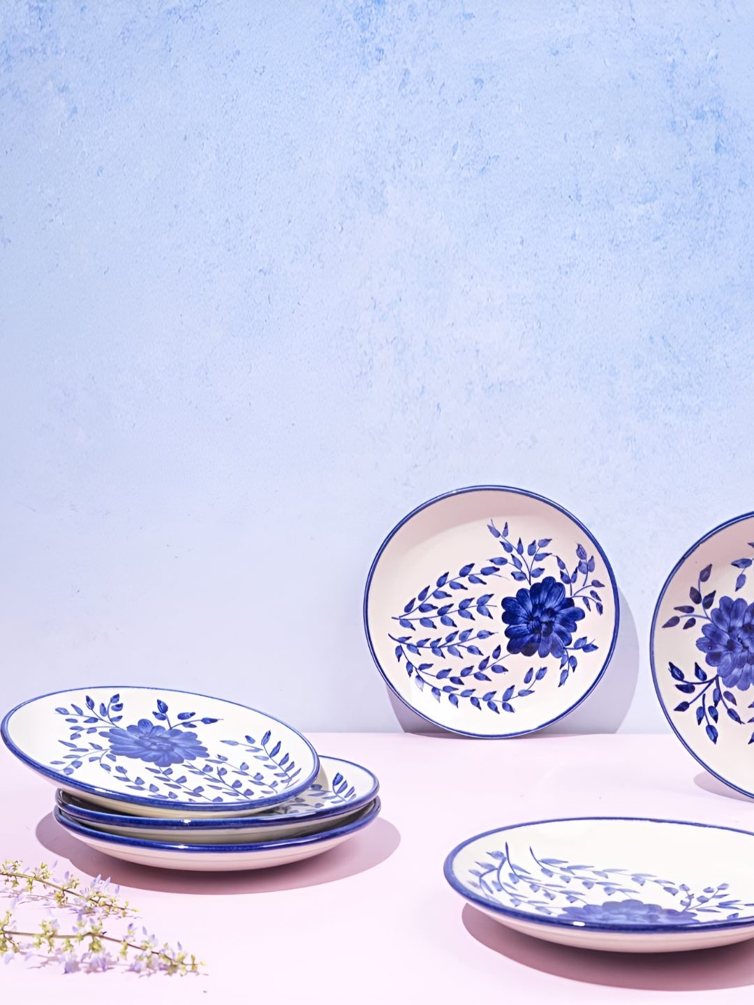 AMALAFIEE CERAMICS Blue & White 6 Pieces Floral Printed Microwave Safe Ceramic Plates
AMALAFIEE CERAMICS Blue & White 6 Pieces Floral Printed Microwave Safe Ceramic Plates