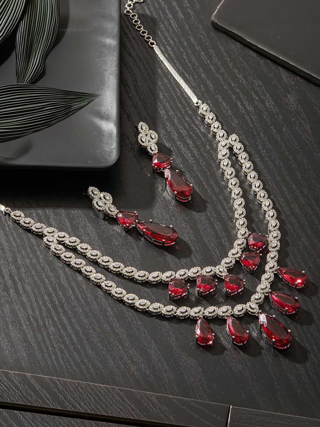 Jazz and Sizzle Rhodium-Plated American Diamond Stone-Studded Layered Jewellery Set, Silver
Jazz and Sizzle Rhodium-Plated American Diamond Stone-Studded Layered Jewellery Set, Silver
