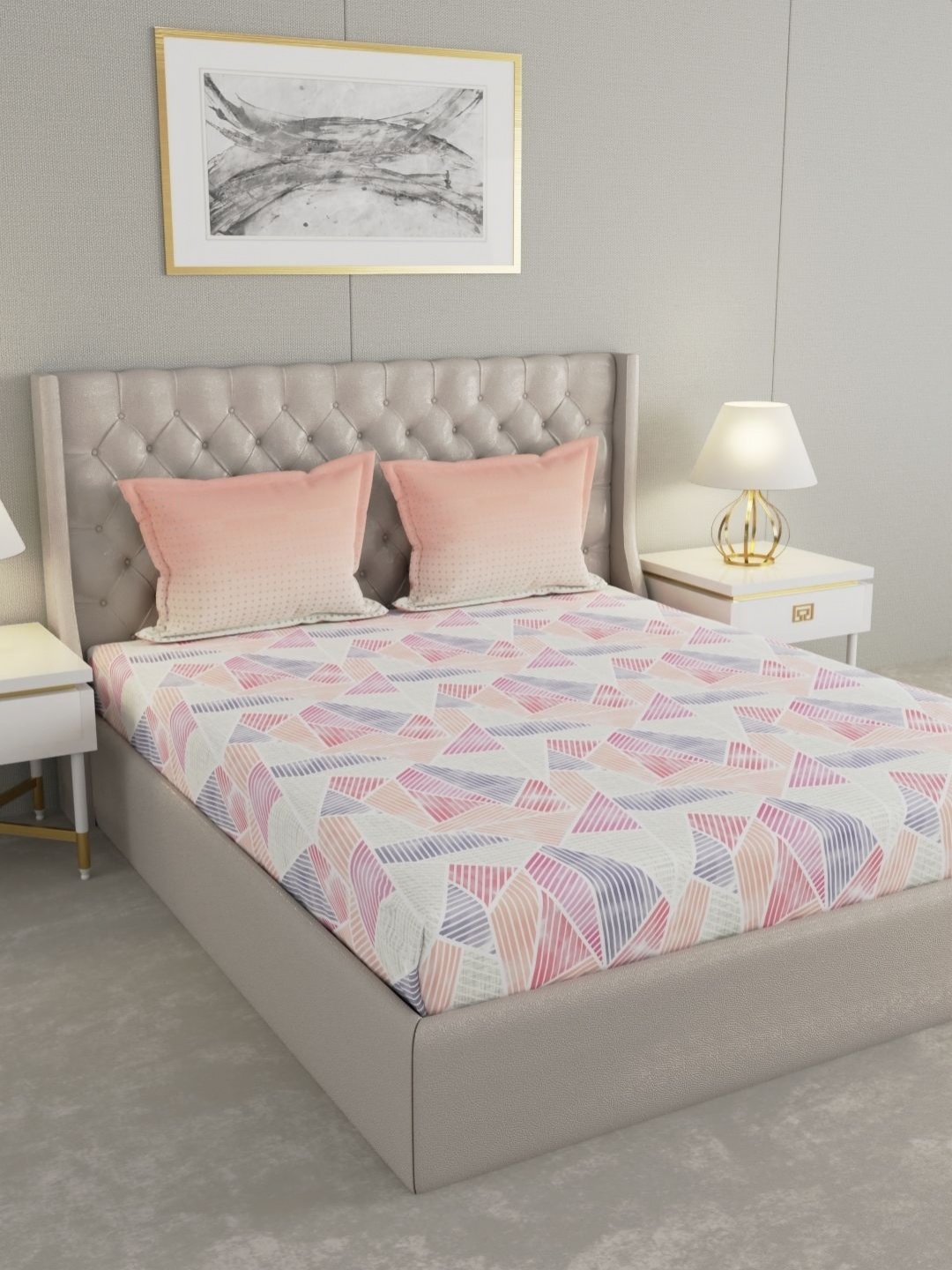 Raymond Home Camphor Pink Geometric Printed 144 TC Cotton Queen Bedsheet & 2 Pillow Covers
Raymond Home Camphor Pink Geometric Printed 144 TC Cotton Queen Bedsheet & 2 Pillow Covers