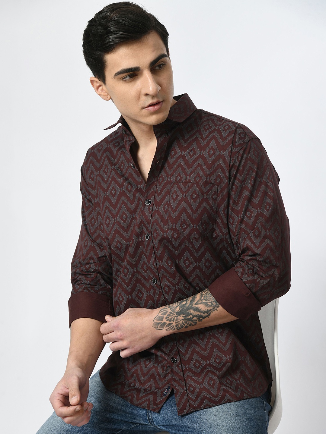 PEBCO Men Classic Spread Collar Abstract Printed Cotton Slim Fit Casual Shirt, Maroon
PEBCO Men Classic Spread Collar Abstract Printed Cotton Slim Fit Casual Shirt, Maroon