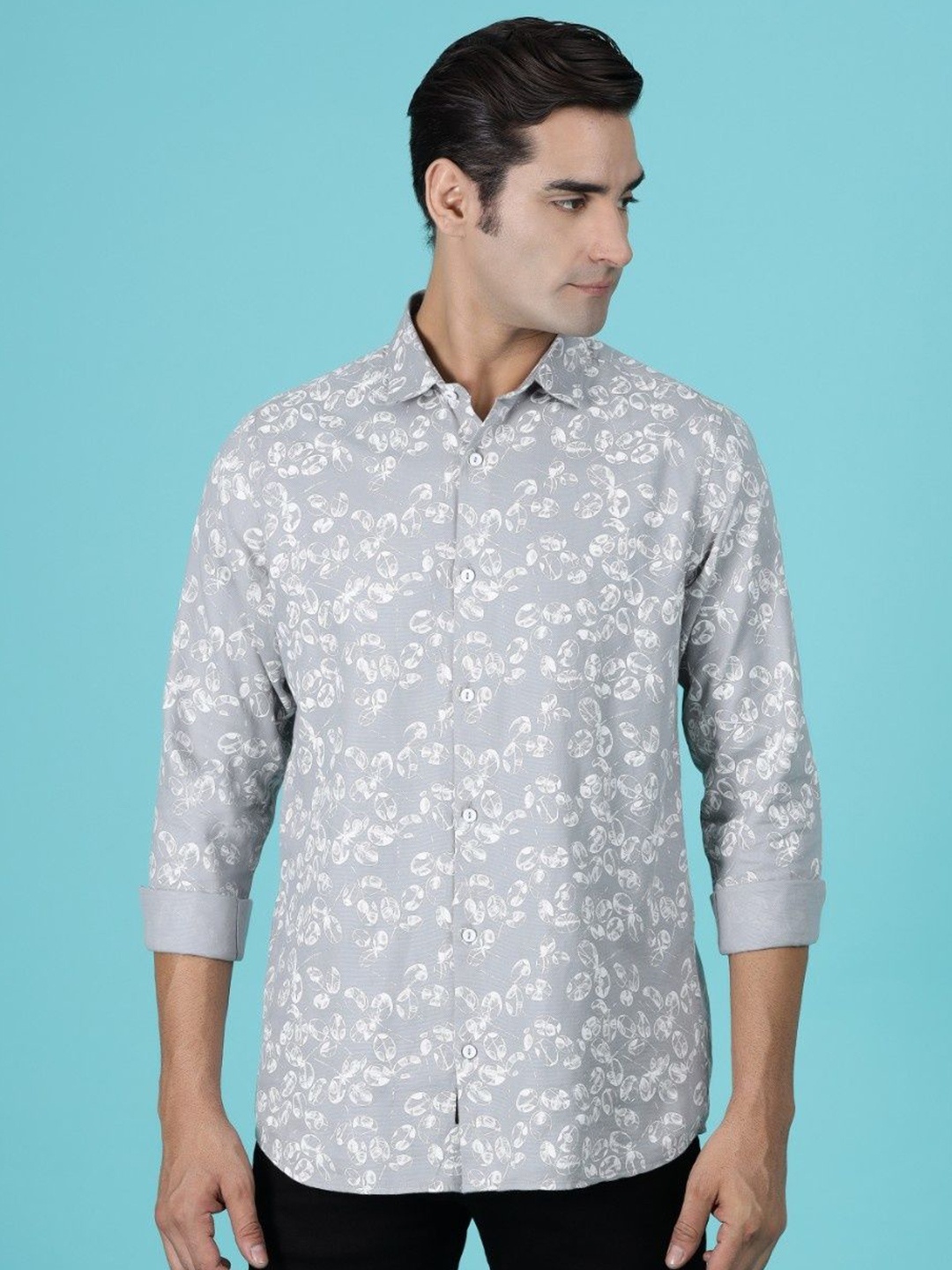 Gavin Paris Men Original Spread Collar Geometric Printed Cotton Semiformal Shirt, Grey
Gavin Paris Men Original Spread Collar Geometric Printed Cotton Semiformal Shirt, Grey