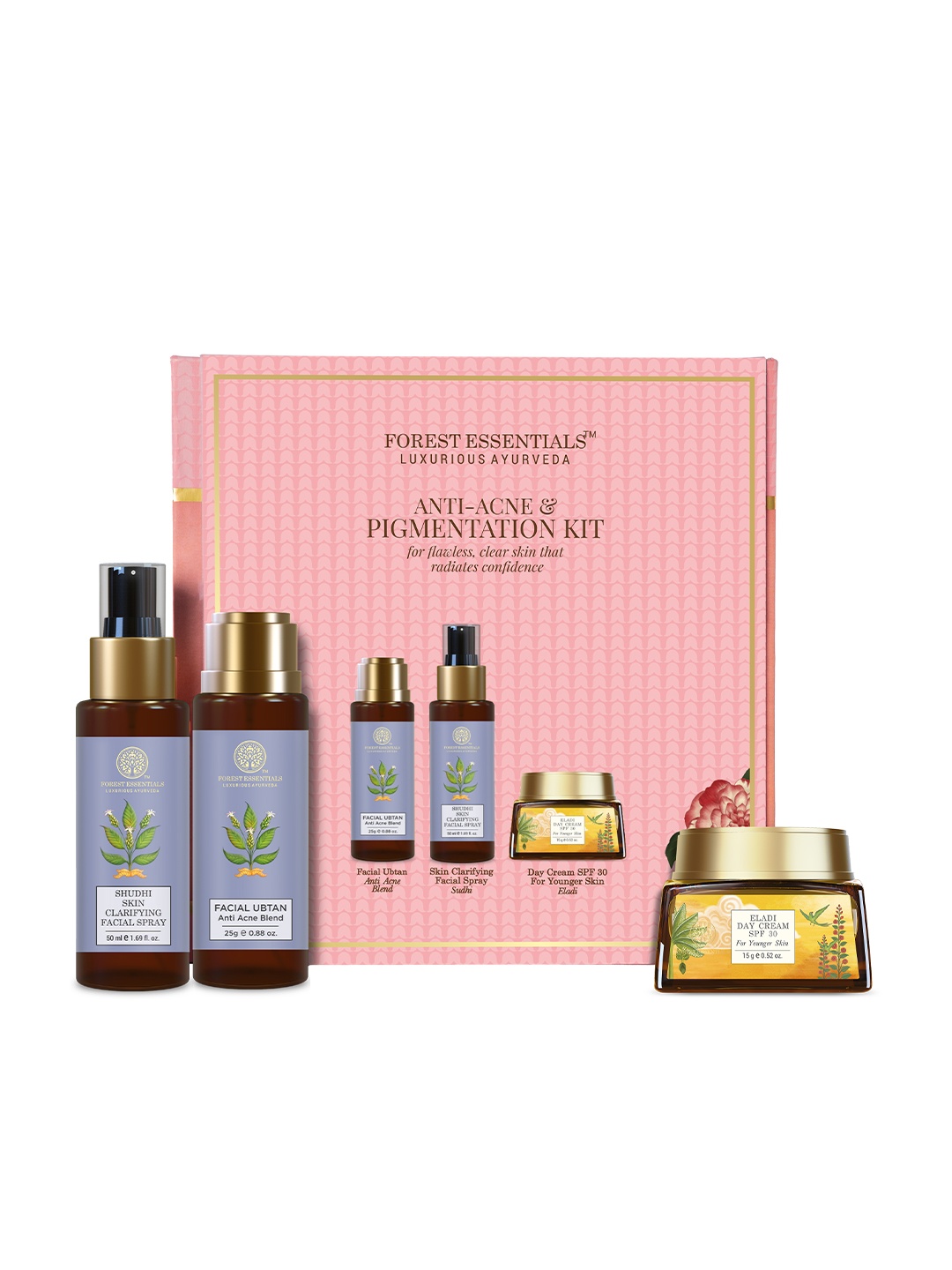 Forest Essentials Anti-Acne & Pigmentation Skin Care Combo For Clear Skin, Pink
Forest Essentials Anti-Acne & Pigmentation Skin Care Combo For Clear Skin, Pink