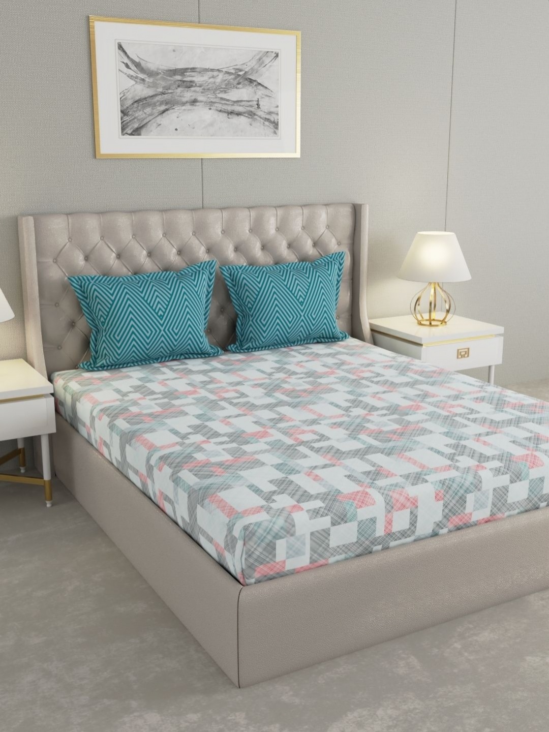 Raymond Home Camphor Blue & Grey Printed Cotton 144 TC Queen Bedsheet with 2 Pillow Covers
Raymond Home Camphor Blue & Grey Printed Cotton 144 TC Queen Bedsheet with 2 Pillow Covers