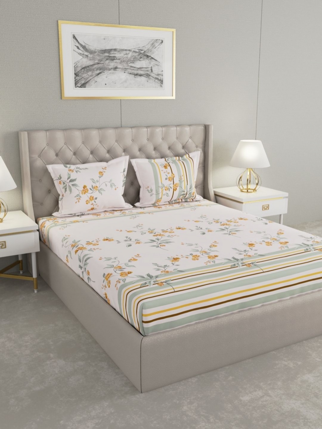 Raymond Home Shubham Yellow Printed Cotton 120 TC King Bedsheet with 2 Pillow Covers
Raymond Home Shubham Yellow Printed Cotton 120 TC King Bedsheet with 2 Pillow Covers