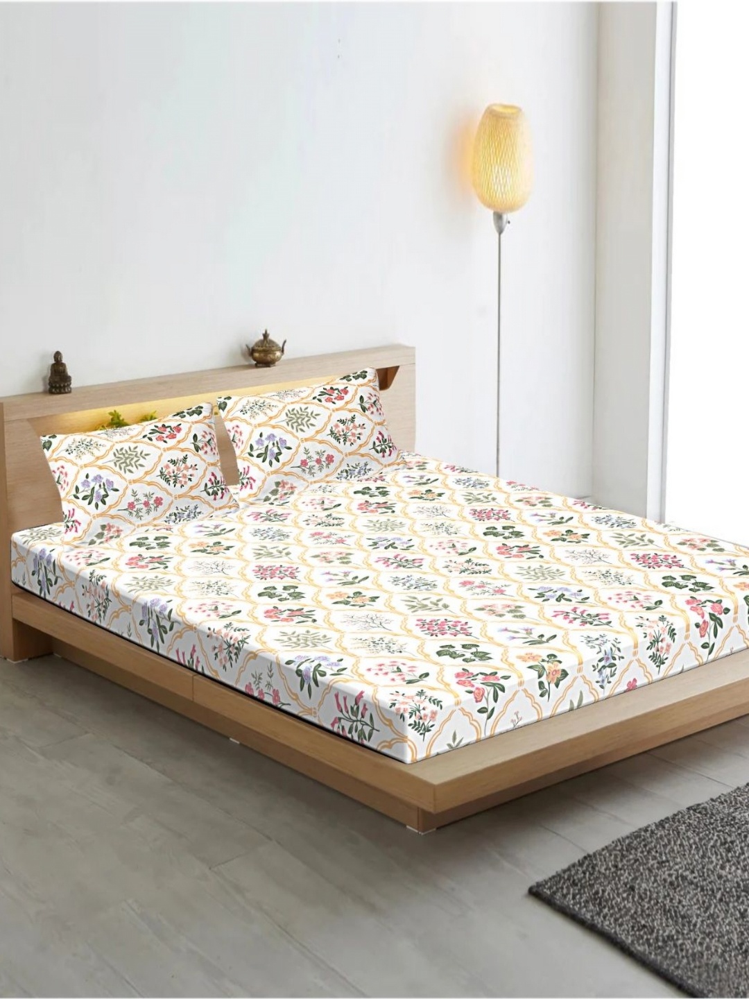 INDHOME LIFE Cream-Coloured Floral Fitted Cotton 210 TC Queen Bedsheet & 2 Pillow Covers
INDHOME LIFE Cream-Coloured Floral Fitted Cotton 210 TC Queen Bedsheet & 2 Pillow Covers