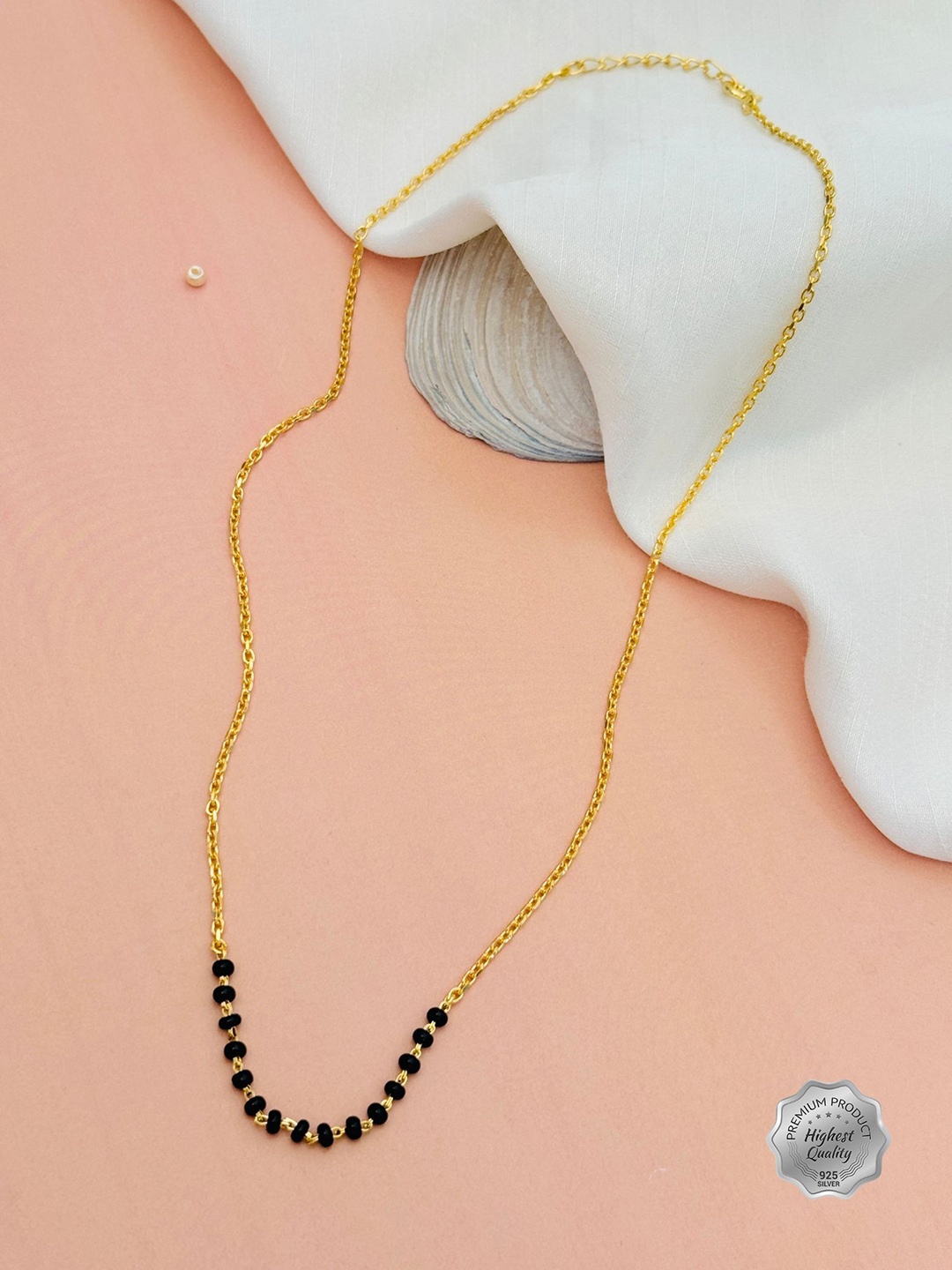 DURGA INTERNATIONAL 925 Sterling Silver Gold-Plated Stones Studded and Beaded Mangalsutra
DURGA INTERNATIONAL 925 Sterling Silver Gold-Plated Stones Studded and Beaded Mangalsutra