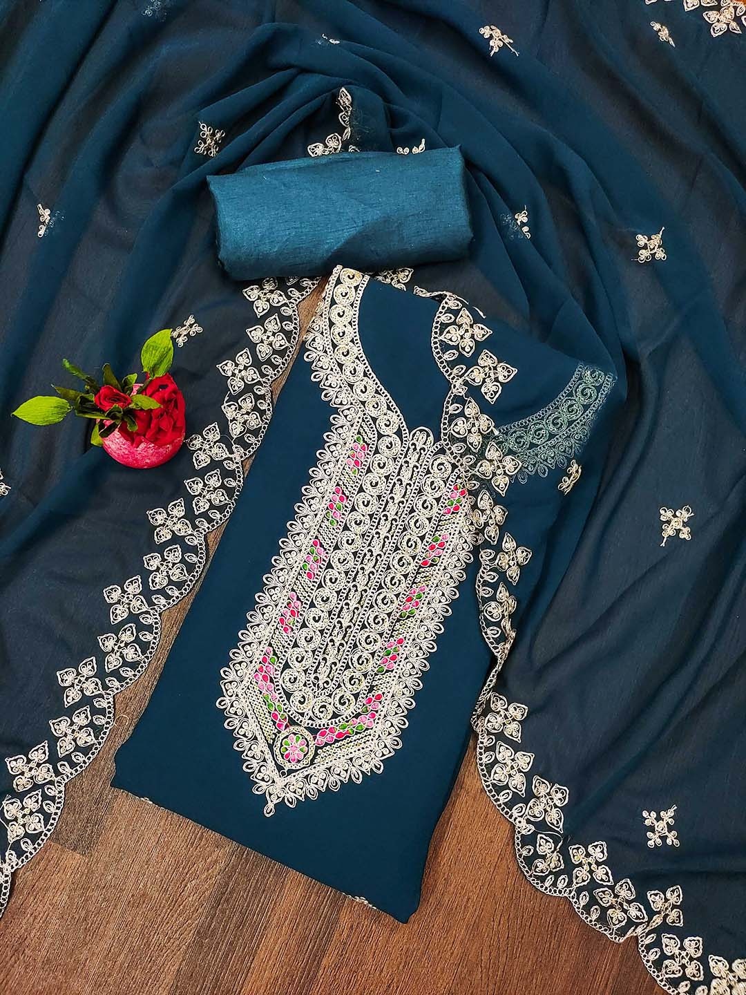 Ishin Ethnic Motifs Embroidered Sequinned Silk Georgette Unstitched Dress Material, Teal
Ishin Ethnic Motifs Embroidered Sequinned Silk Georgette Unstitched Dress Material, Teal