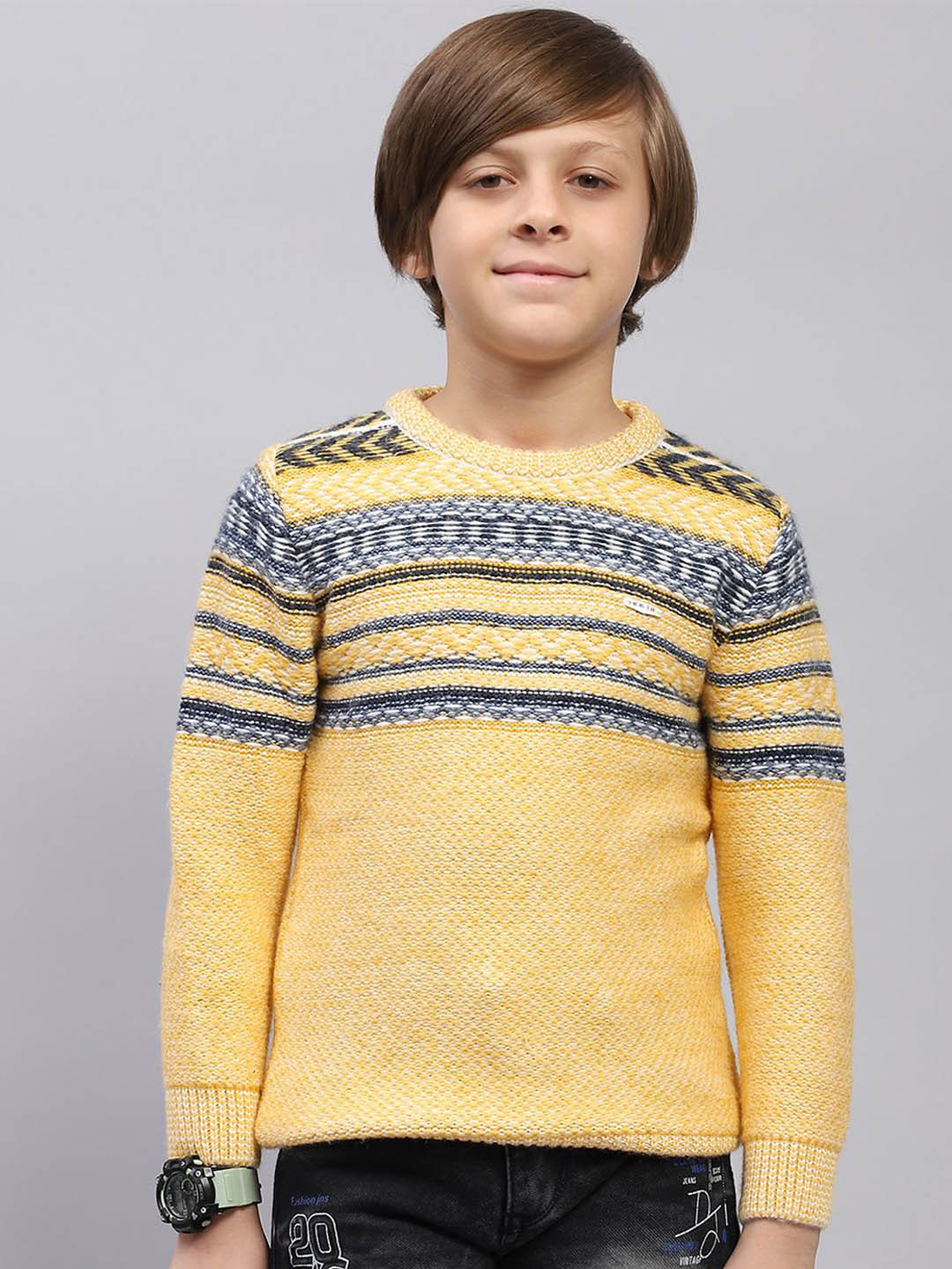 Monte Carlo Boys Self Design Round Neck Woollen Pullover, Mustard
Monte Carlo Boys Self Design Round Neck Woollen Pullover, Mustard