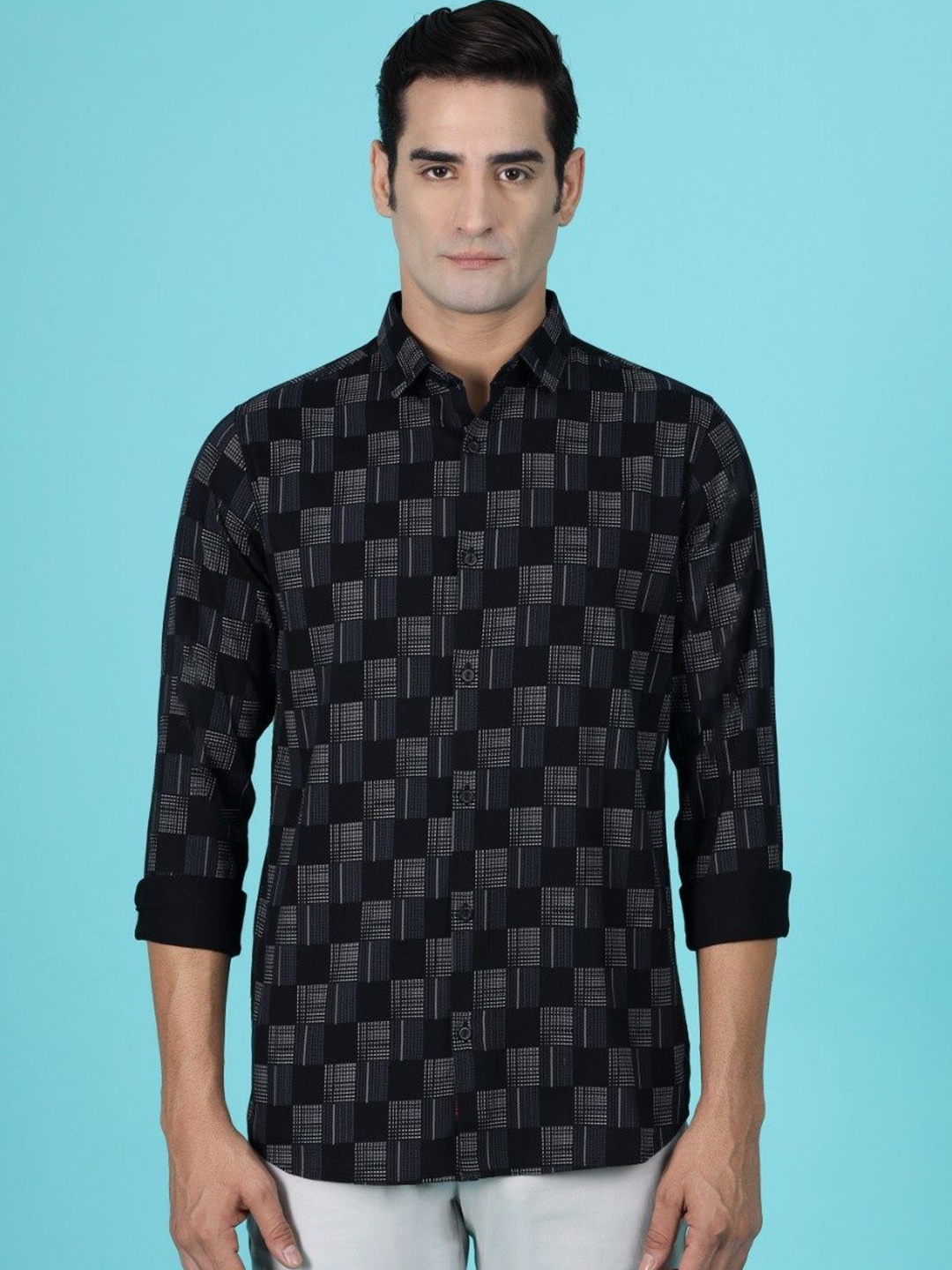 Gavin Paris Men Original Spread Collar Windowpane Checked Cotton Semiformal Shirt, Black
Gavin Paris Men Original Spread Collar Windowpane Checked Cotton Semiformal Shirt, Black