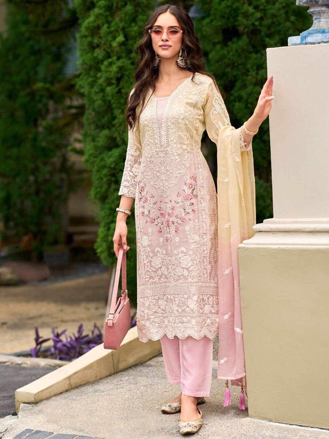 AUTUMN LANE Ethnic Motifs Embroidered Organza Straight Kurta With Trouser & Dupatta, Pink
AUTUMN LANE Ethnic Motifs Embroidered Organza Straight Kurta With Trouser & Dupatta, Pink