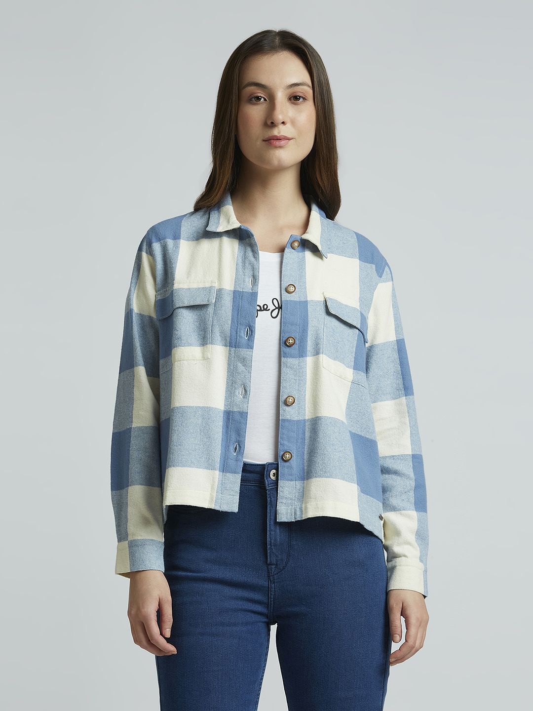 Pepe Jeans Women Comfort Spread Collar Buffalo Checked Cotton Relaxed Fit Casual Shirt, Blue
Pepe Jeans Women Comfort Spread Collar Buffalo Checked Cotton Relaxed Fit Casual Shirt, Blue